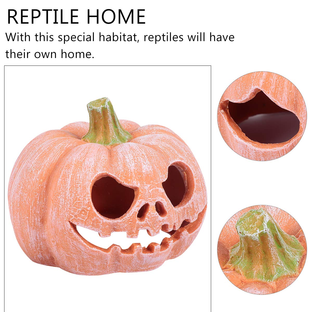iplusmile Pumpkin Cave Resin Reptile Hideout Terrarium Decoration for Crested Gecko Habitat Pumpkin Reptile Ornament Hide Cave for Small Lizards and Amphibians - Image 4