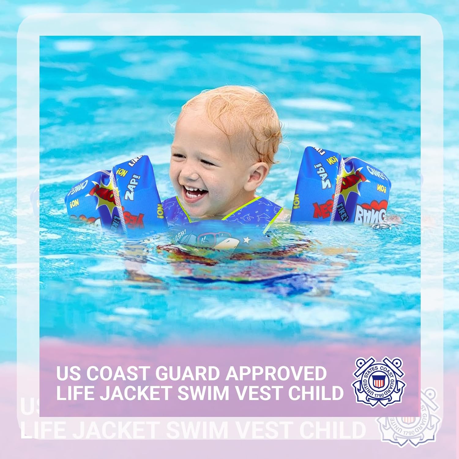 Toddler Swim Vest Swim Jacket Toddler Life Jacket 30-50 Lbs, US Coast Guard Approved Life Vest Kids Arm Floaties for Toddlers Water Wing with Whistle