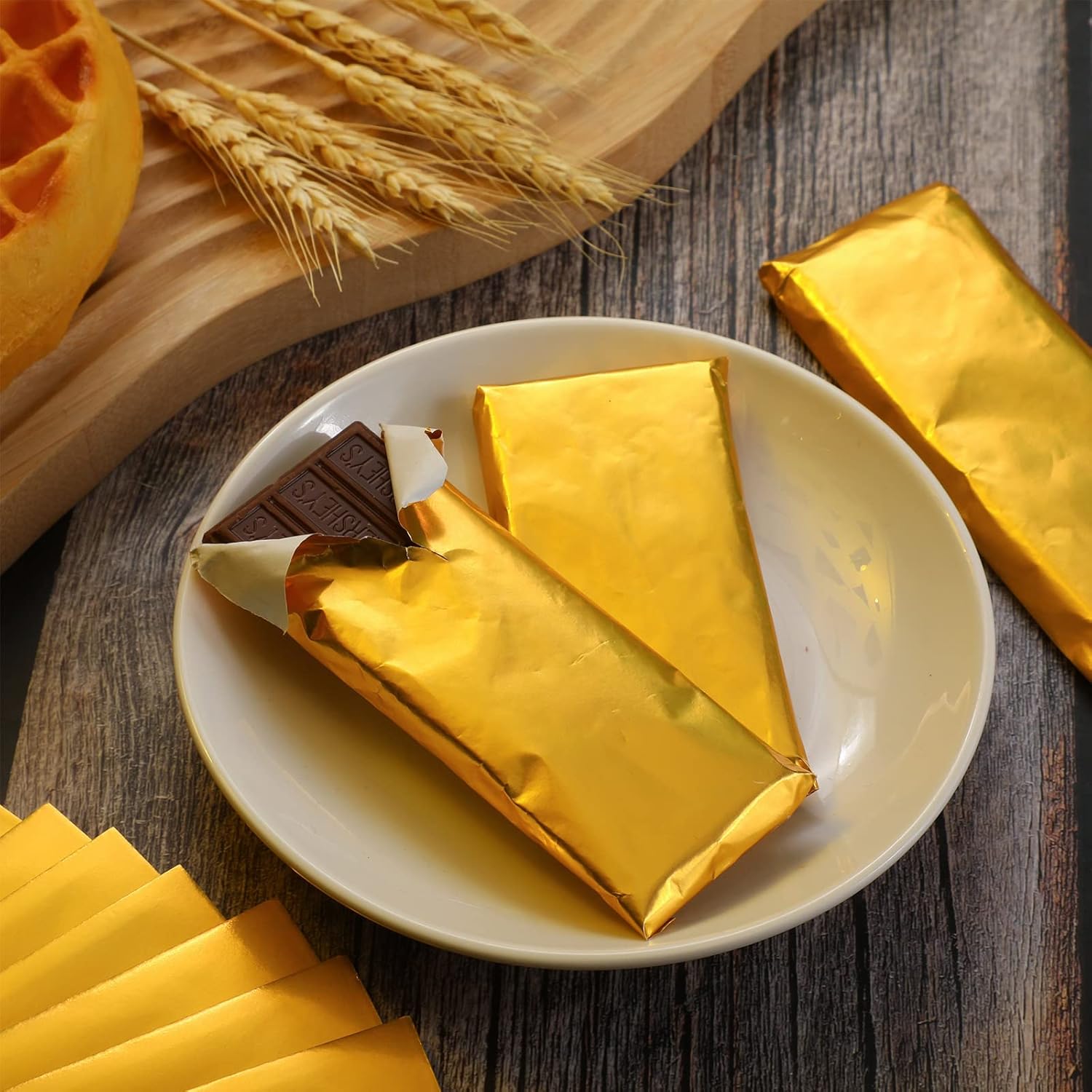 Gold Chocolate Bar Wrappers Bulk with Thi Paper Baing,