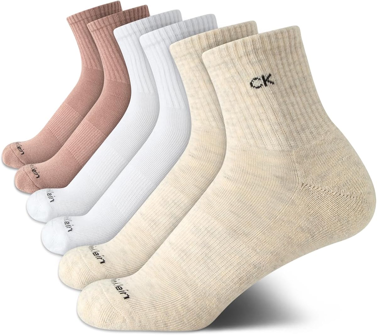 Paquete de 6 calcetines acolchados de cuarto alto para mujer con soporte para el arco
