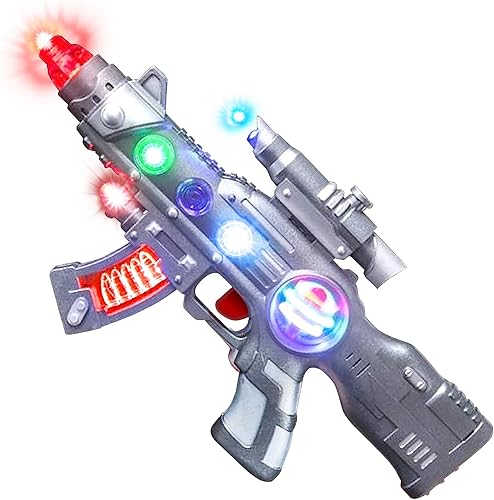 Miniatura 2 de ArtCreativity Juego de pistola de juguete Spin Ball Blaster y Super Spinning Space Toy Gun: 2 emocionantes juguetes con LED multicolor, efectos de