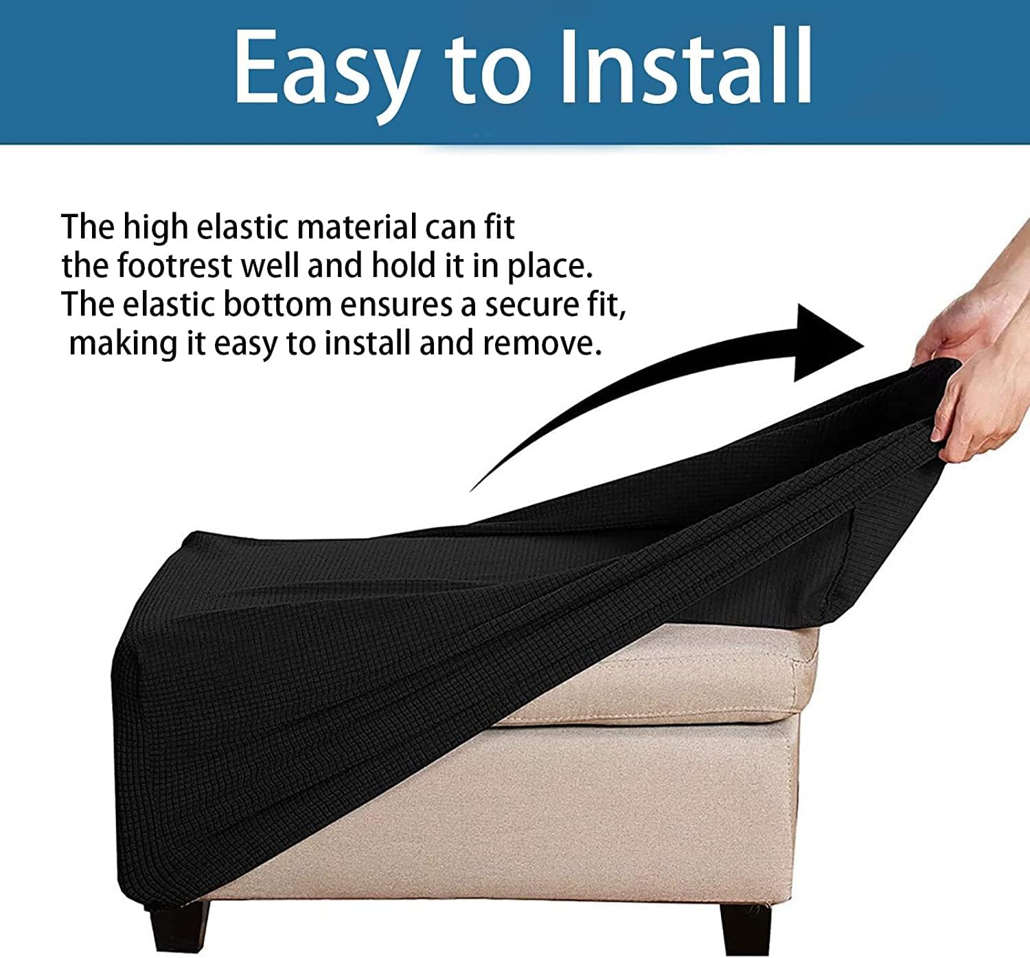 Konsilsa Stretch Ottoman Covers Rectangle, Soft Form Storage Stool Cover Ottoman Slipcover for Foot Stool & Folding Storage Furniture for Living Room with Non Slip Elastic Bottom