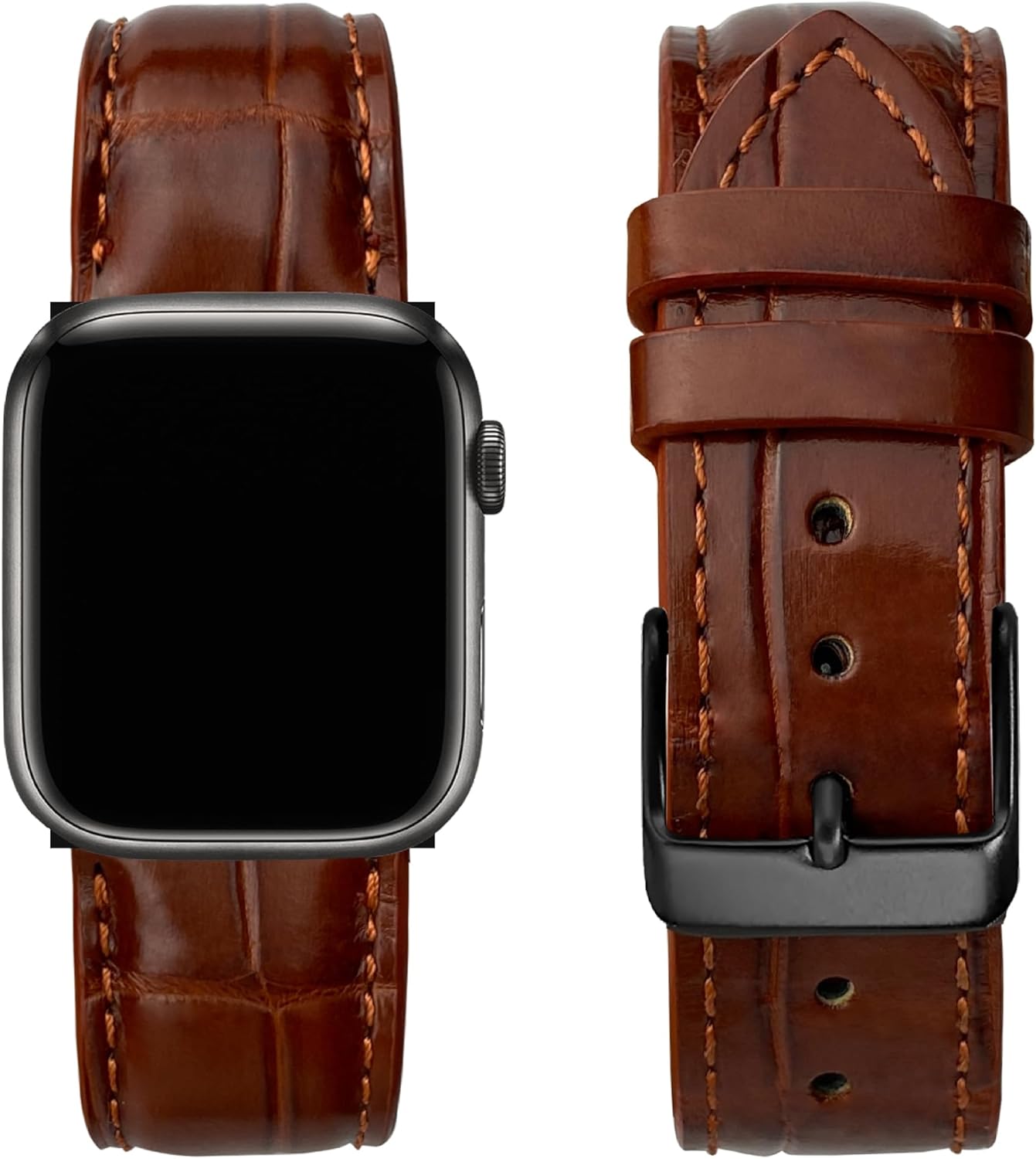 Handmade AIIigator Watch Band Leather Compatible with Apple Watch Ultra 49mm 45mm 44mm 42mm 41mm 40mm 38mm Croc Replacement for Iwatch Series 10 9 8 7 6 5 4 3 2 1 SE Stingray Ostrich