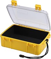 Hlotmeky Waterproof Dry Box for Kayak & Boat - Large Floating Storage Container with Clear Lid, Foam Padding & Lanyard, 8.7x6.3x3"