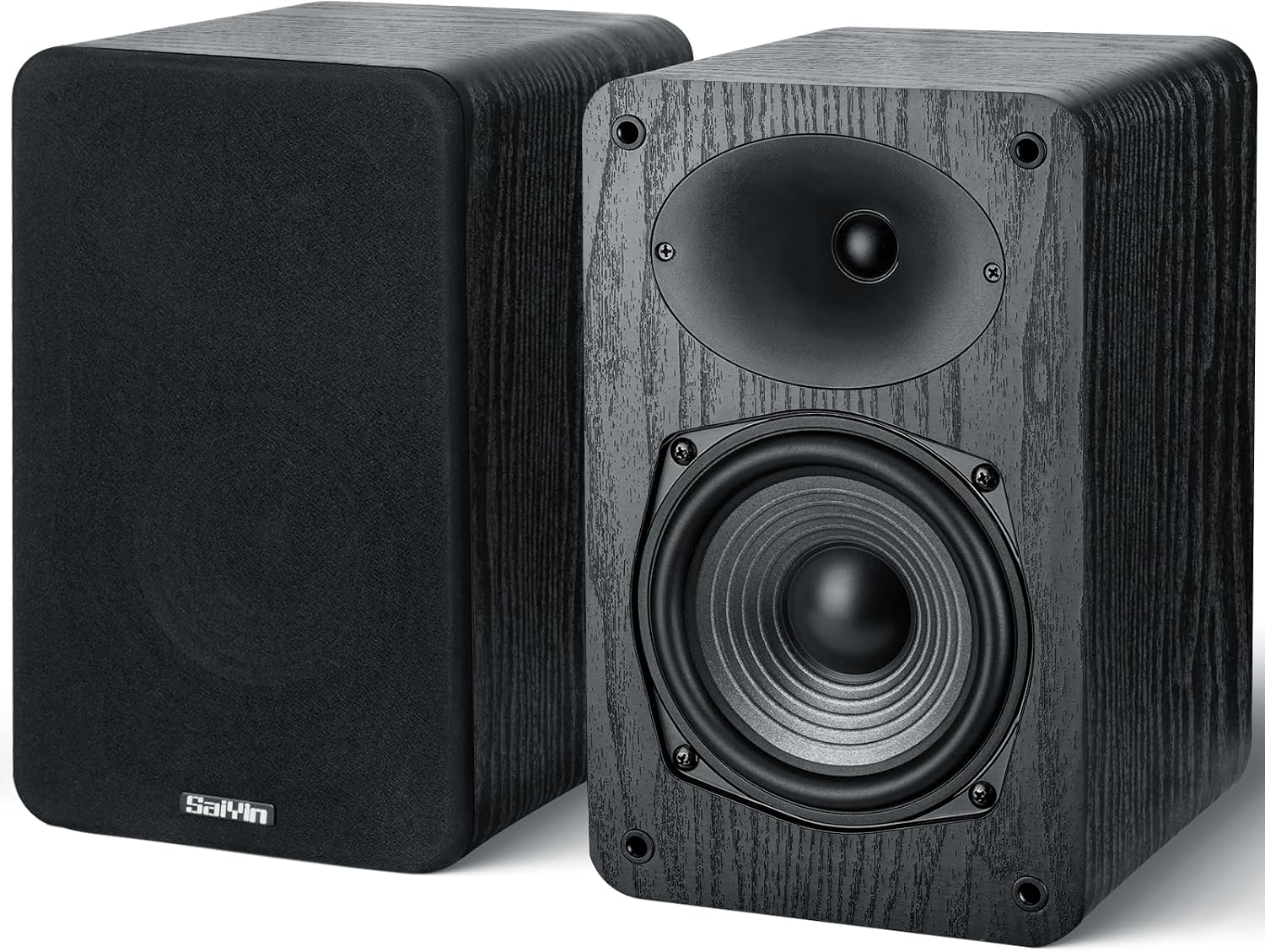 Saiyin Passive Bookshelf Speakers 50W×2 Power, 5.25" Woofer & 20mm Silk Dome Tweeter Stereo Speakers, Enhanced Vocal Clarity, 4 Ω, Passive Speakers for Home Audio, Receiver or Amplifier Required