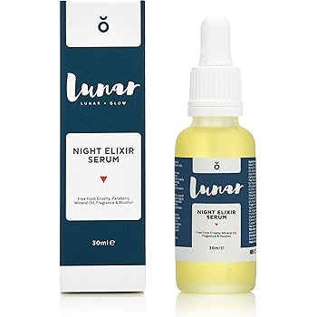Night Elixir Serum by Lunar Glow. An Anti Aging Facial Oil, Tocopherol Oil, Hyperpigmentation Night Repair Serum for your Face and Skin 30ml.