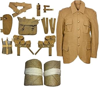 warreplica WW1 Army Scottish Tunic SD Uniform 1902 Cutway Jacket Size 42 Inch w/British WW1 Wool Leggings Wraps 96 Inch w/British P08 Webbing Set Full Set