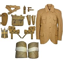 warreplica WW1 Army Scottish Tunic SD Uniform 1902 Cutway Jacket Size 40 Inch w/British WW1 Wool Leggings Wraps 96 Inch w/British P08 Webbing Set Full Set