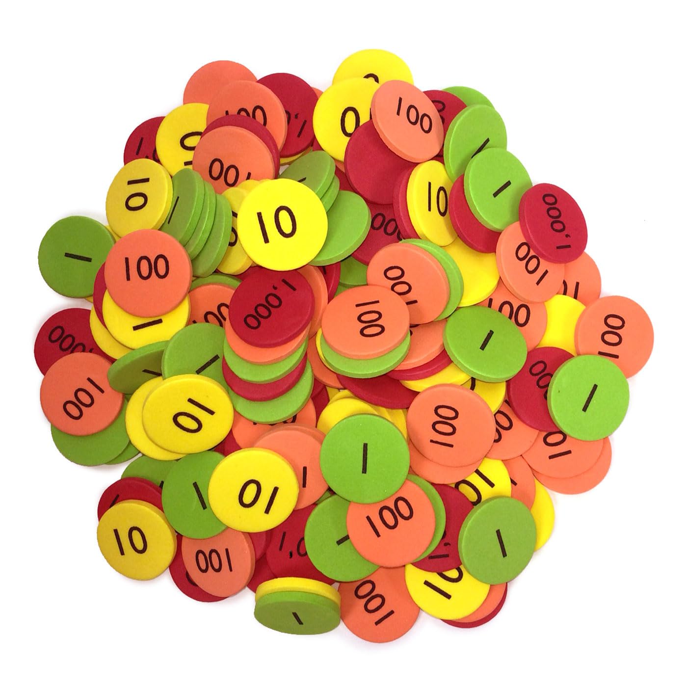 EAI Education QuietShape® Foam Place Value Disks Ones to Thousands: Set of 160