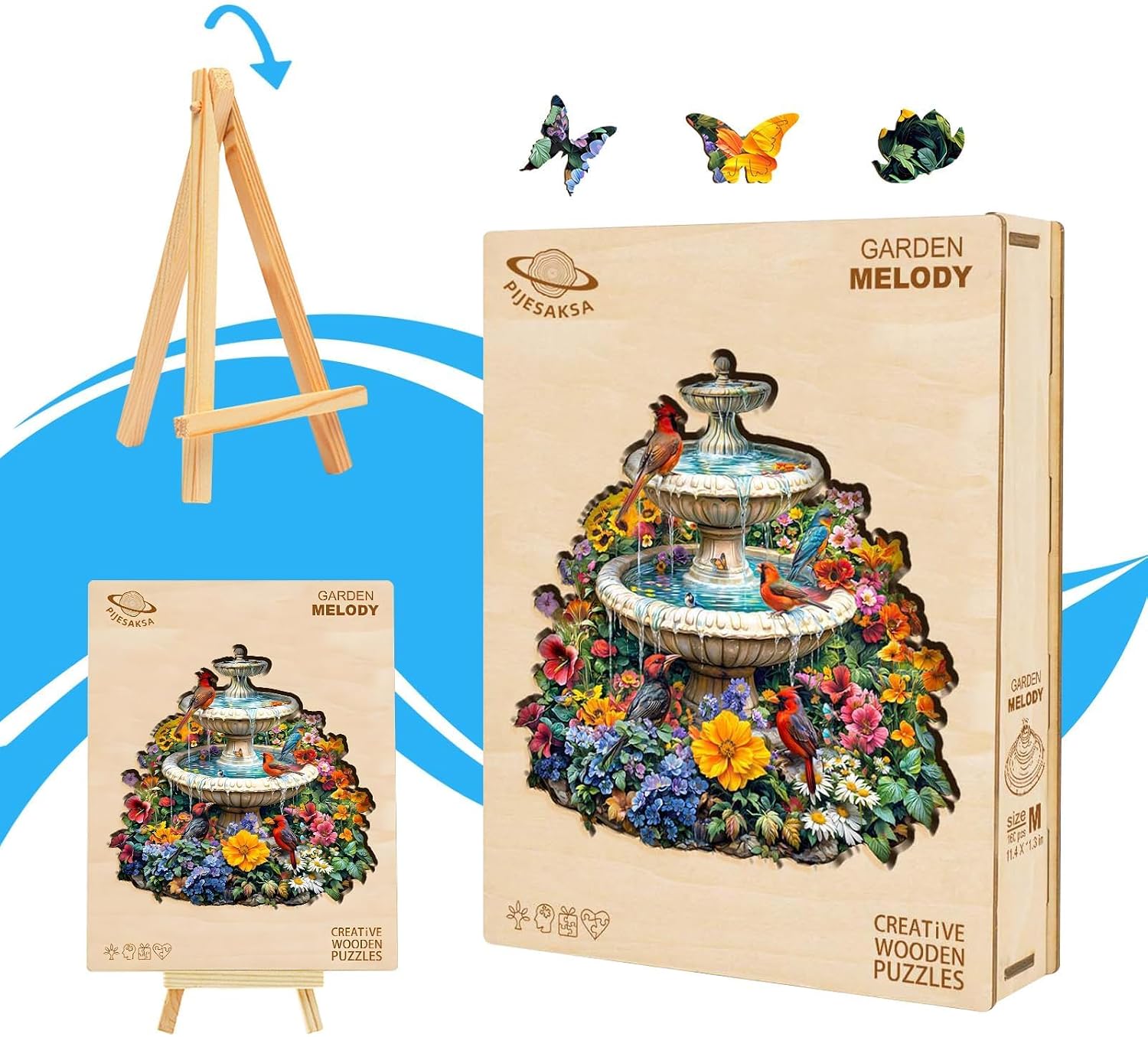 Wooden Puzzles for Adults, Garden Melody Wooden Jigsaw Puzzle, Wall Art Home Decor (XL -17.3 * 17.1in -370 Pieces)