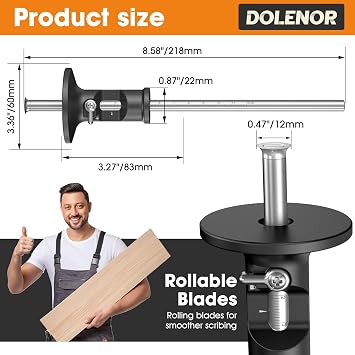 Wheel Marking Gauge Knife Woodworking, Scribe Tool Woodworking, Adjustable 0-12cm, Aluminum & Brass Options, for Parallel Lines, Dovetail Joints & Professional Carpentry (Aluminum)
