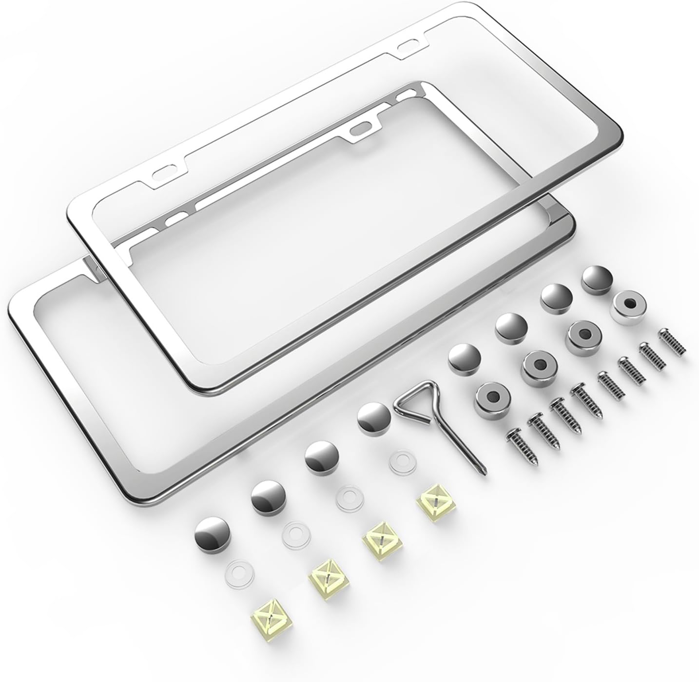 Ohuhu 2 PCS Slim Bottom License Plate Frames Polish Mirror