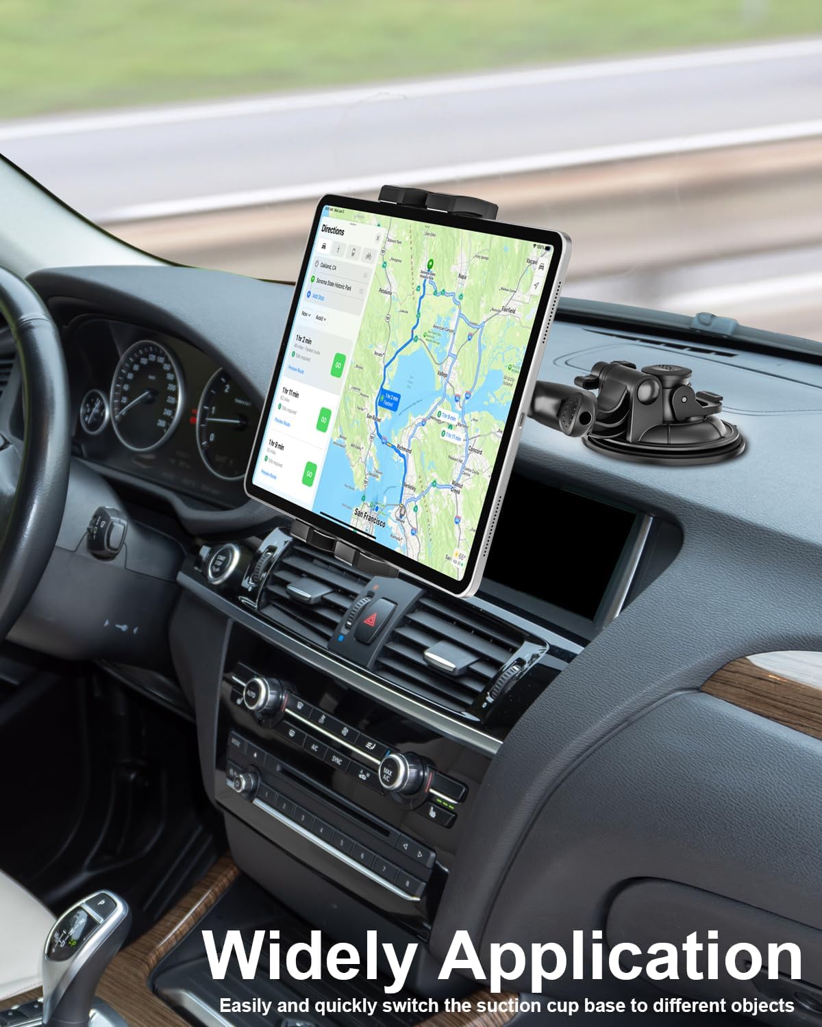 woleyi Heavy Duty Tablet Holder for Car/Truck - [Super Suction Cup] Windshield Dashboard Car Tablet Mount with 1/4" Screw Adapter for 4-13" iPad Pro/Air/Mini, Galaxy Tab/Z Fold, iPhone & Gopro/Camera
