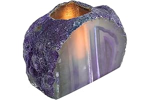 AMOYSTONE Purple Agate Rock Stone Candle Stand