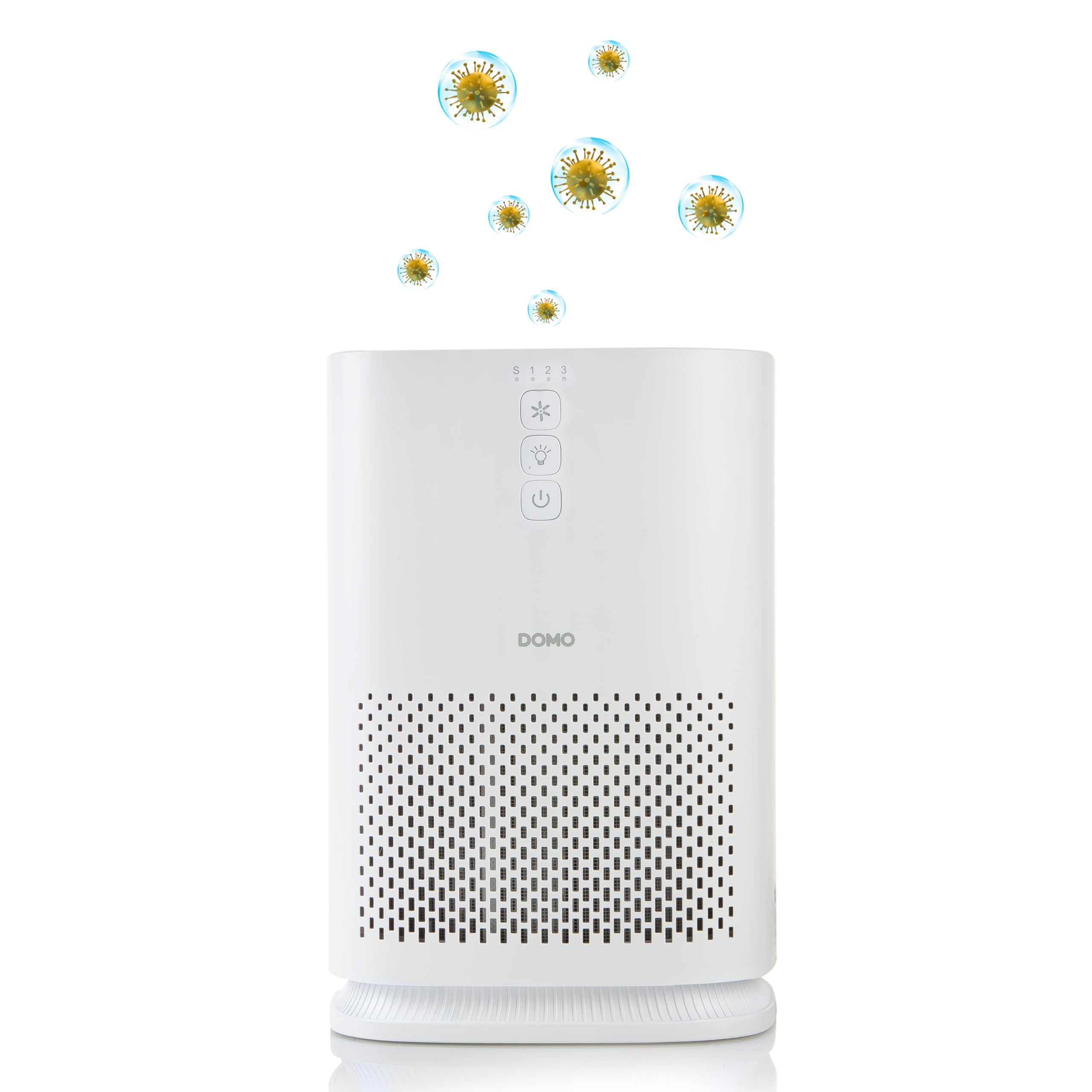 DOMO DO264AP oczyszczacz powietrza, filtr HEPA – przeciw pleśni i pyłkom – do pomieszczeń maks. 20 m²/50 m³ – tryb uśpienia < 61 dB – Airpurifier z inteligentnym filtrem Reset – 3 prędkości i tryb