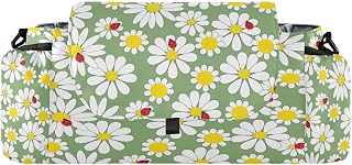 Flradish Daisy Pattern Baby Stroller Organizer with 2 Cup Holders Universal Adjustable Shoulder Strap Detachable Stroller Caddy Accessories Bag for Bottle,Diaper,Phone, Keys,Toys