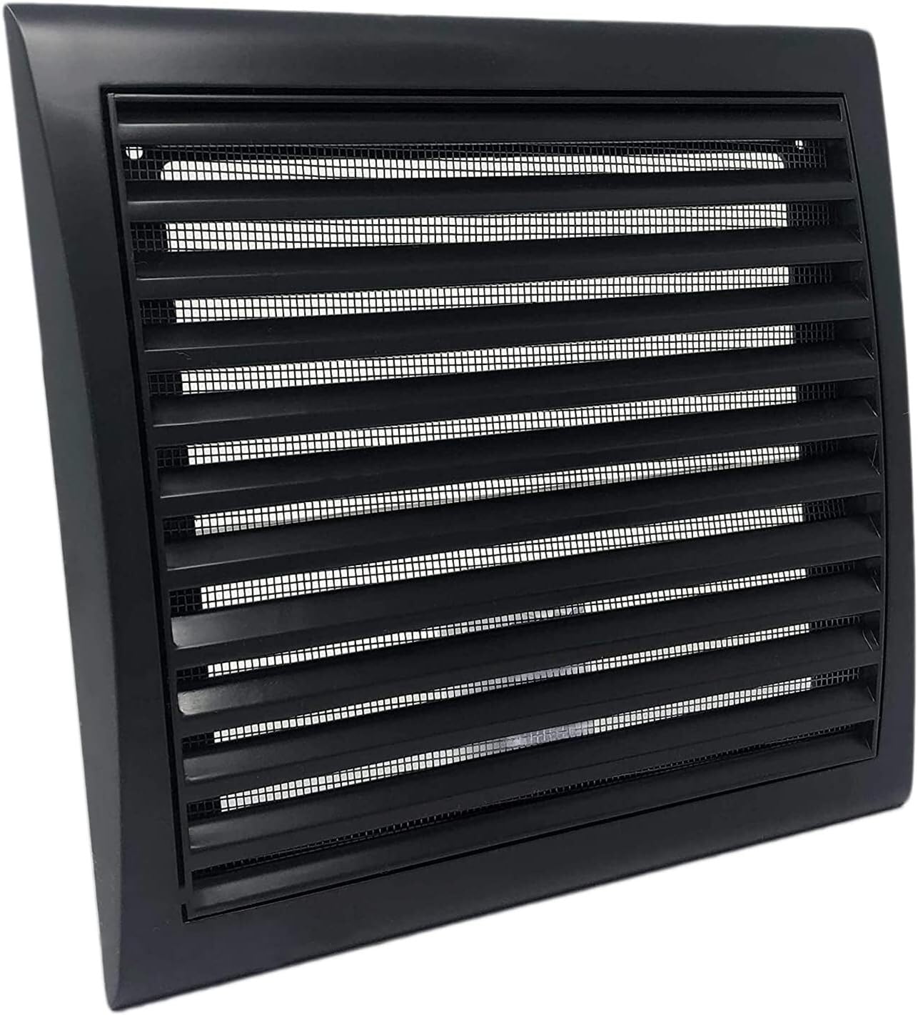 Black 150mm External Vent Cover with Fly Mesh – 6 Inch Outdoor Wall Air Grille for Bathroom or Kitchen Extraction – Stylish Durable Plastic Louvre Ventilation Outlet