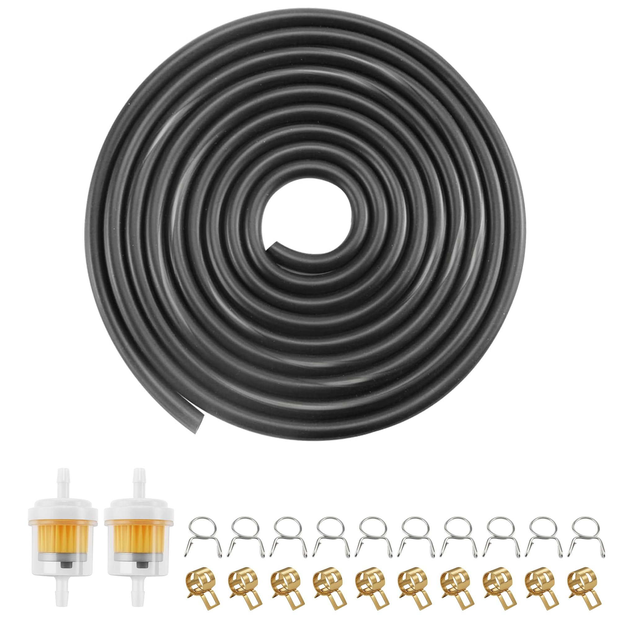 PRO BAT 16.4-Ft 0.2'' I.D. Gas Fuel Line Tube+20pcs 0.35" I.D. Hose Clamps