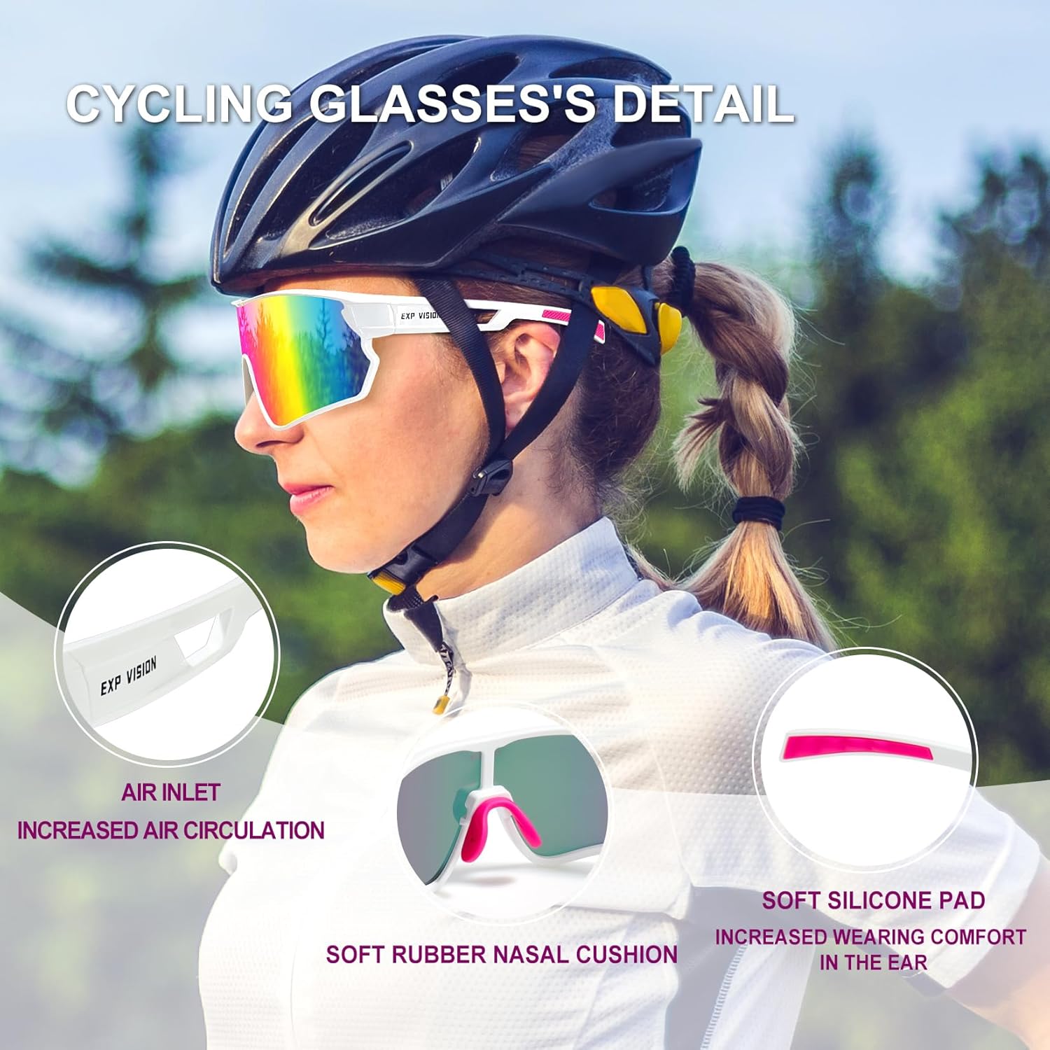 EXP VISION Cycling Goggles Polarized Sports Sunglasses UV 400 Baseball Riding Glasses for Running, Softball, Biking, Fishing