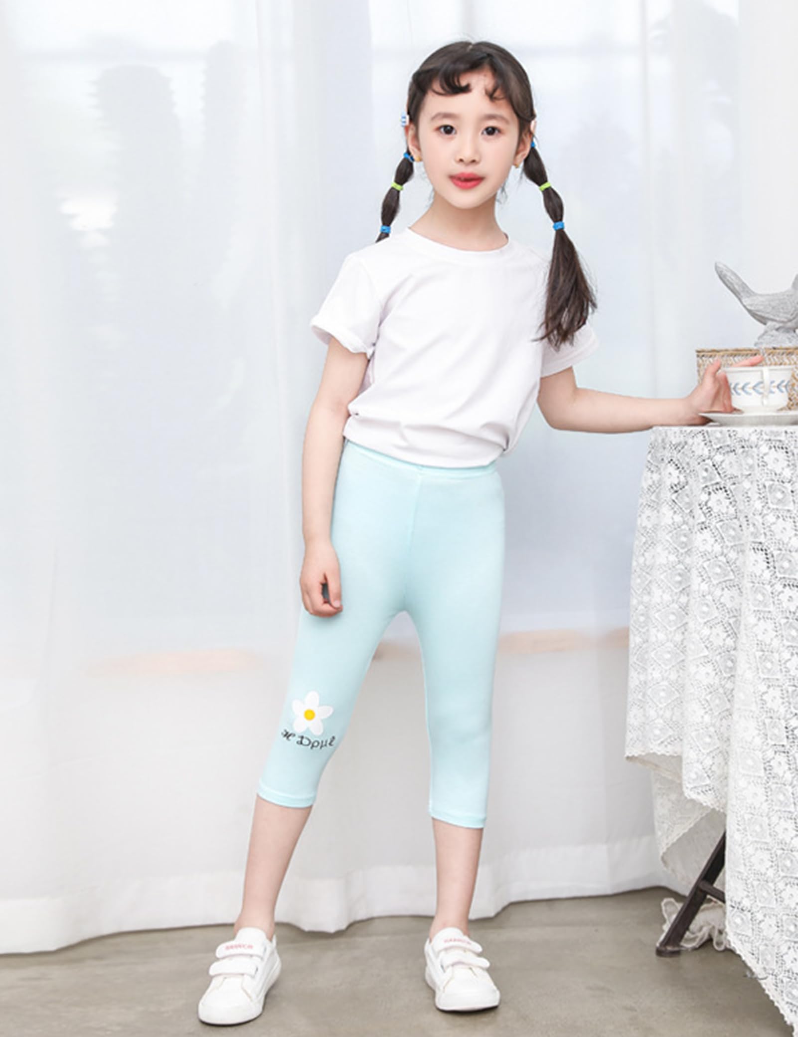 Kiench Mädchen Capri Leggings Kleinkinder Sommer Kurze 3/4 Capri-Hosen Shorts 8er-Pack