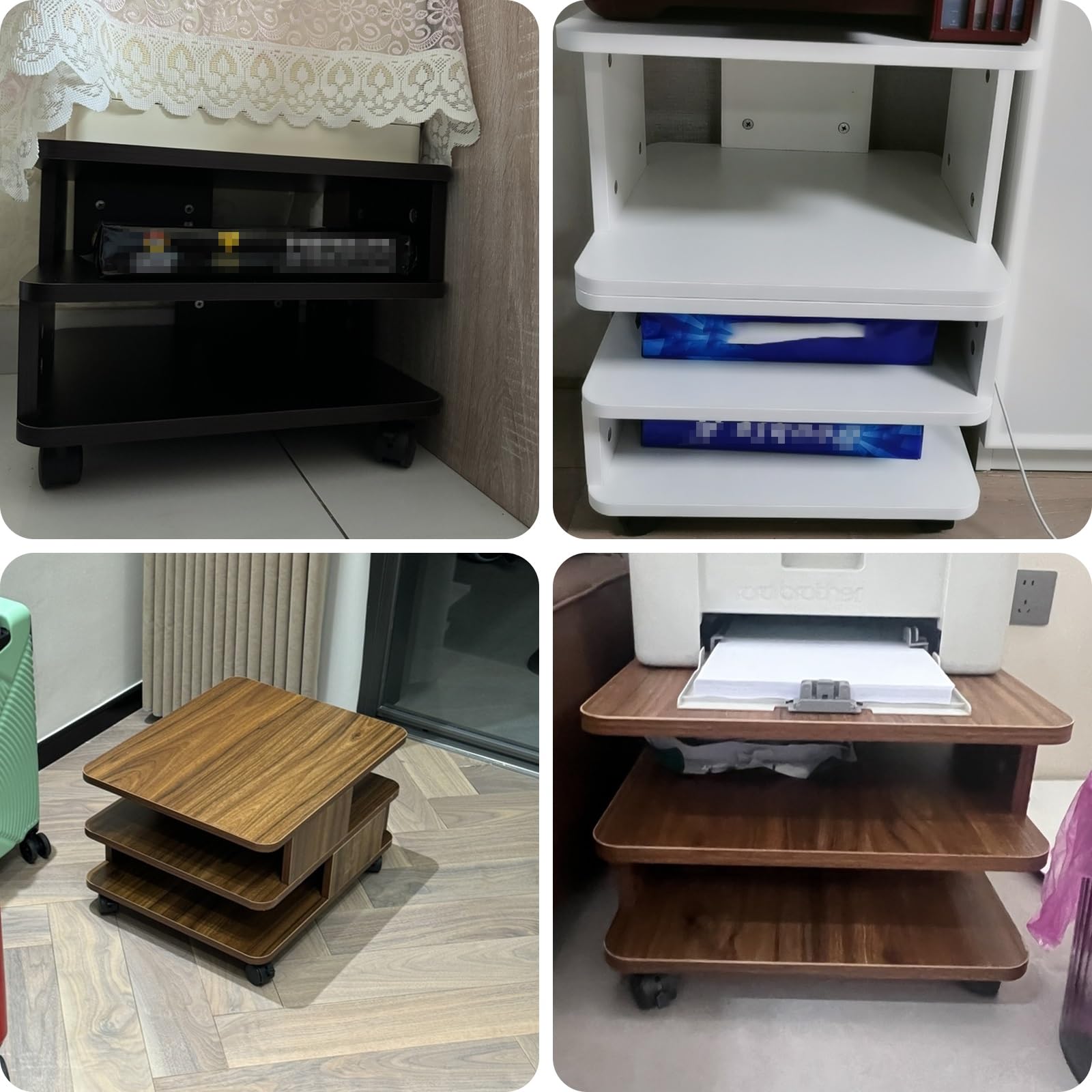 Supporto da Scrivania per Stampante a 2 Livelli Altezza 30cm Mobilettos Salvaspazio Mobilettos con Ruote Carrello Porta Stampante per Ufficio Casa(White,40 * 40 * 30cm)