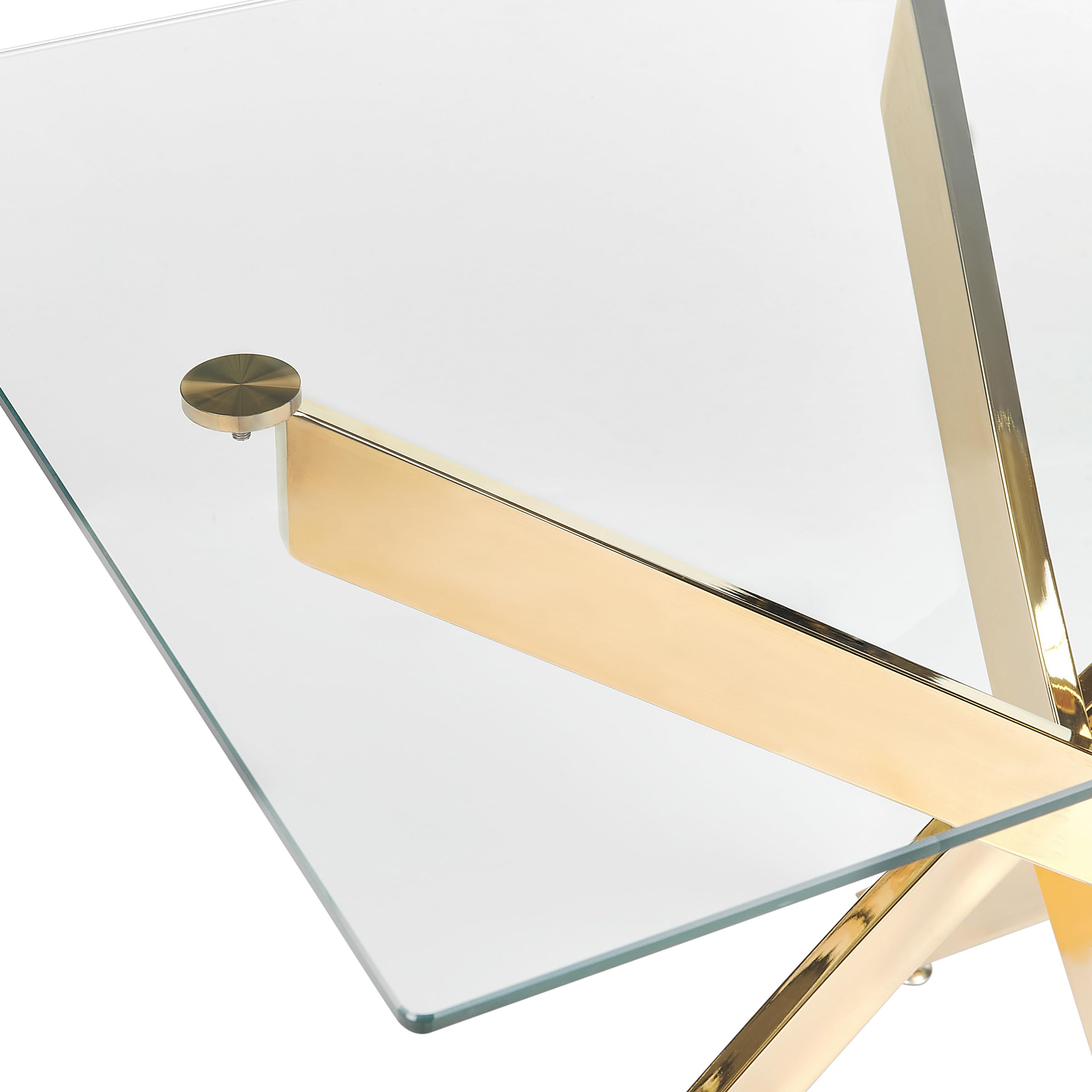 Tavolo da pranzo rettangolare 120 x 70 cm Piano in vetro temperato Gambe oro