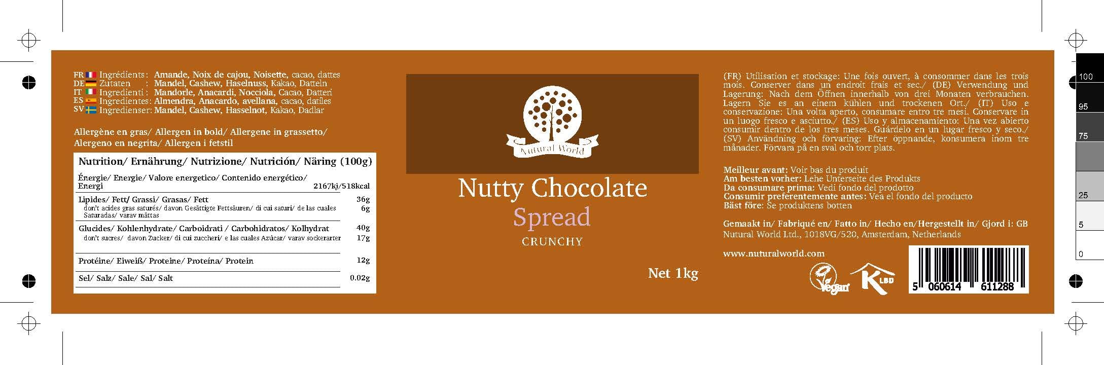 Nutural World - Crema De Chocolate Crujiente Con Nueces (1kg)