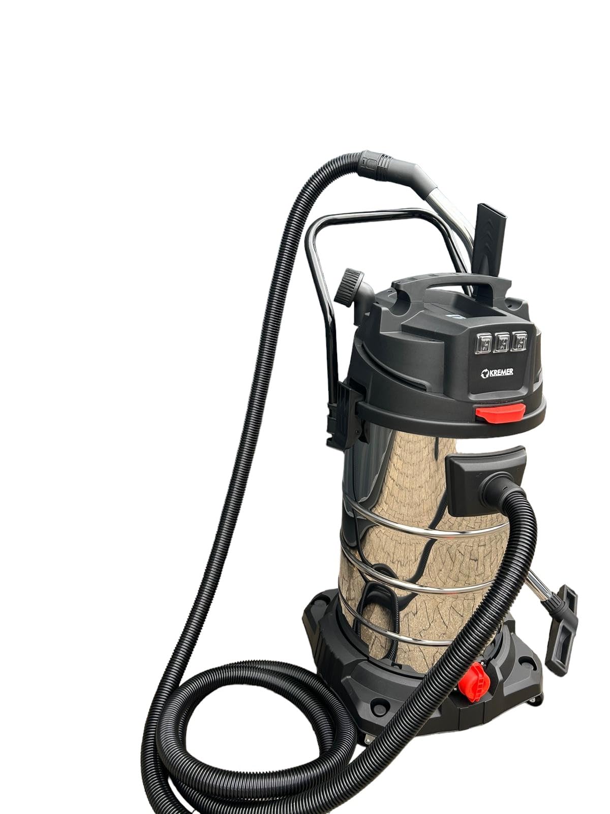 DeTec. Odkurzacz przemysłowy 3000 W na mokro i na sucho, 100 litrów, stali nierdzewnej, z 3 silnikami ssącymi 1000 W