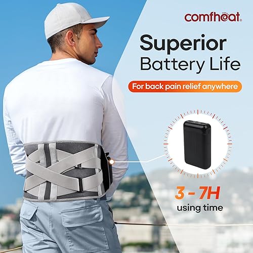 Miniatura 2 de Almohadilla térmica inalámbrica con masaje por vibración para aliviar el dolor de espalda, batería de larga duración de 10000 mAh, masajeador