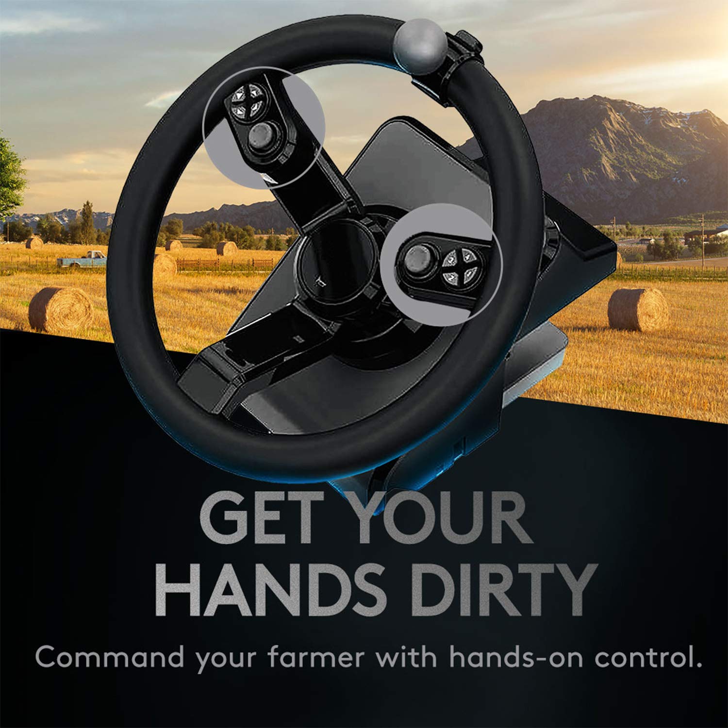 Logitech G Saitek Farm Sim Controller, Kit Simulazione Macchine Pesanti con Volante, ‎Console di Comando, Pedale Acceleratore/Freno, Raggio Sterzata 900°, 38 Pulsanti, ‎USB, PC/Mac - Nero