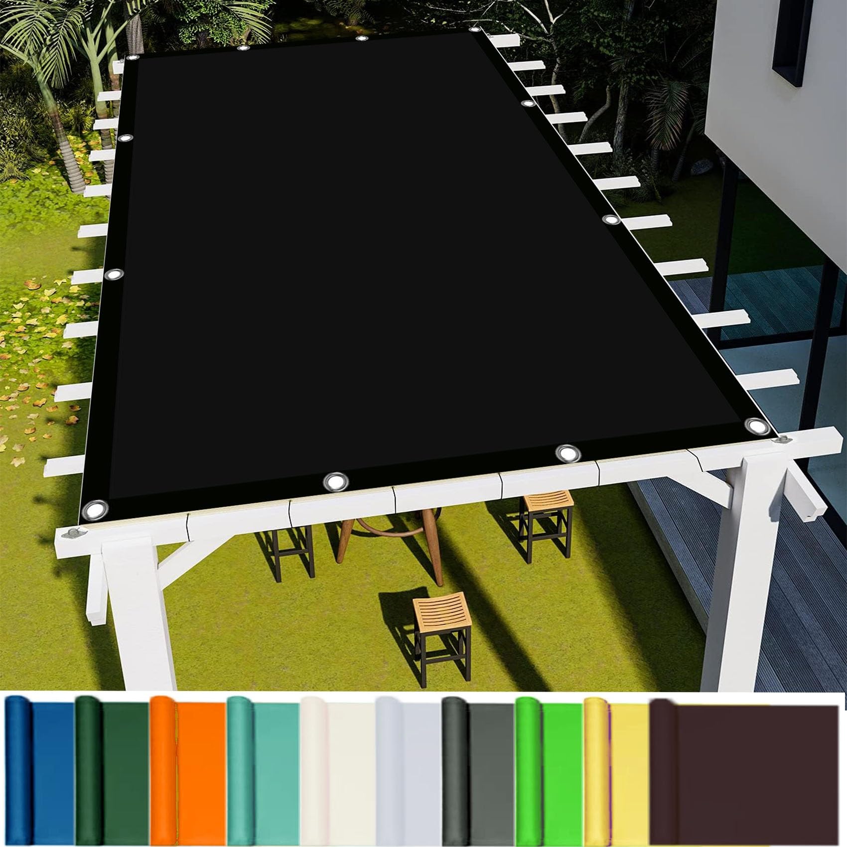 WQPMNYG Large 5.58 x 10.5ft Black Sunshade Sail for Outdoor Patio UV Resistant Rectangle Canopy Awning with Free Rope Easy Install for Party Backyard Protection