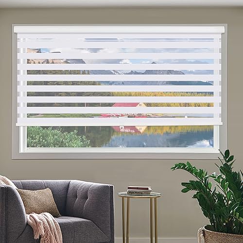 Miniatura 2 de ZOKSUN Persianas sin cordones de cebra para ventanas, 20 pulgadas de ancho x 72 pulgadas de alto, cortinas enrollables traslúcidas o con control de