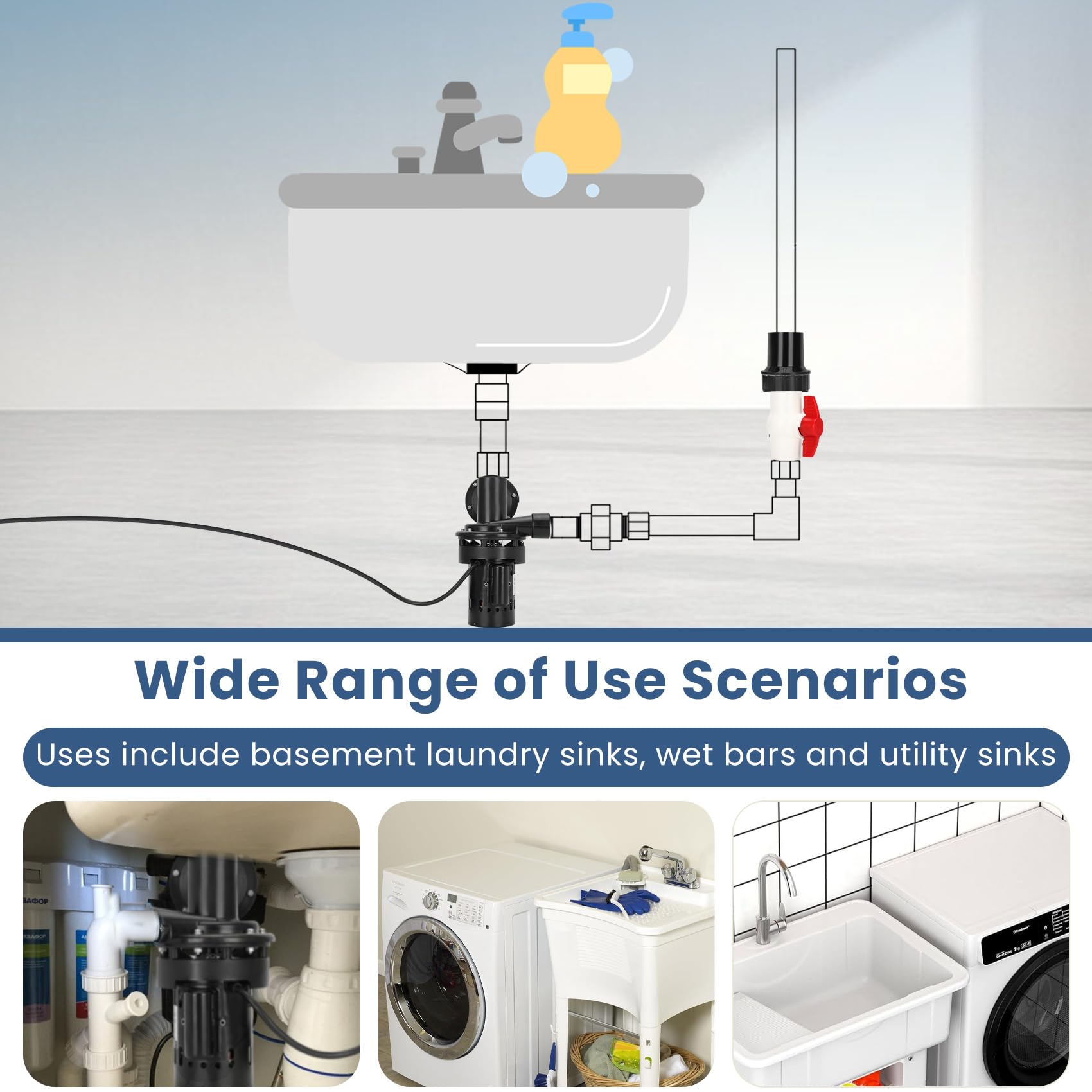 Automatic Utility Sink Pump Installed Directly Under Sink