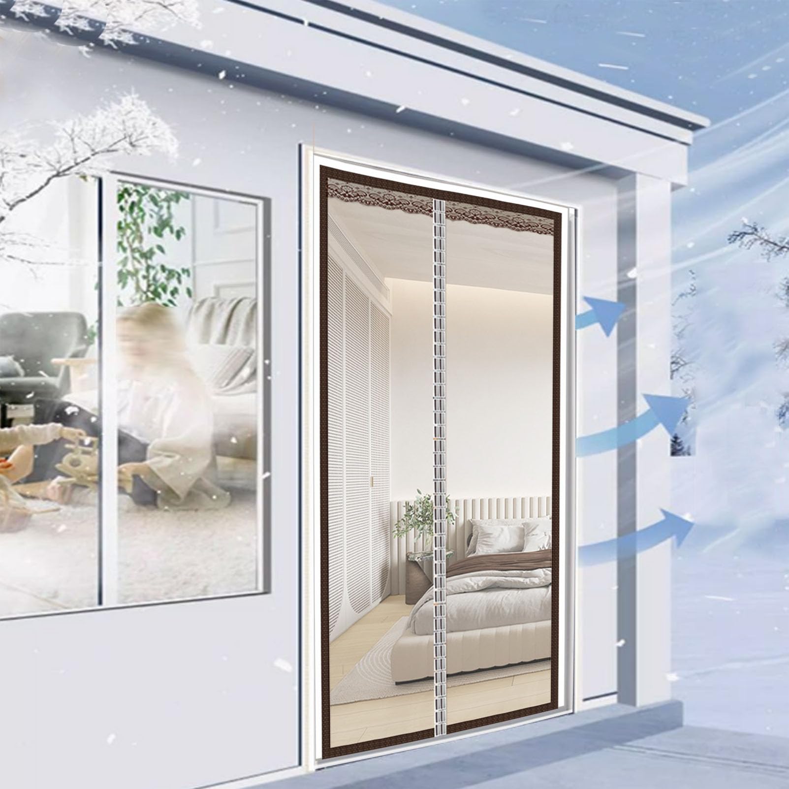 Cortina de Puerta Transparente Personalizable Cortina de puerta Auto-Absorbente Interior Magnética Cortina Puerta Aislante Termica Frio y Calor Kit de Película Aislante (95x245cm)