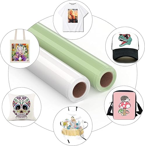 Miniatura 6 de A ANGG Vinilo HTV transparente para sublimación, vinilo de sublimación de 12 pulgadas x 6 pies para tela de algodón de color claro, color vivo,