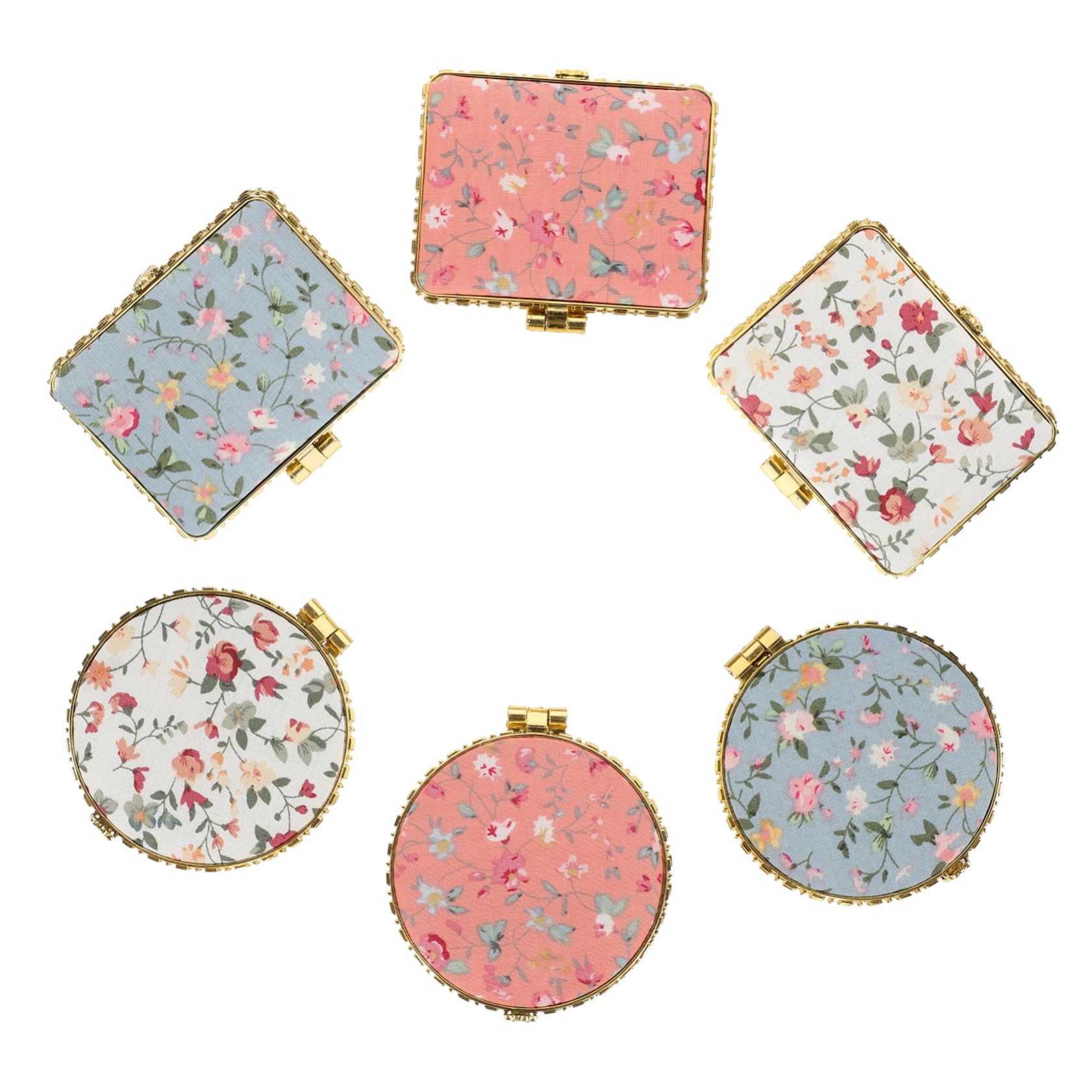 Mini miroir de poche compact et pliant en lot de 6 avec un motif vintage chic