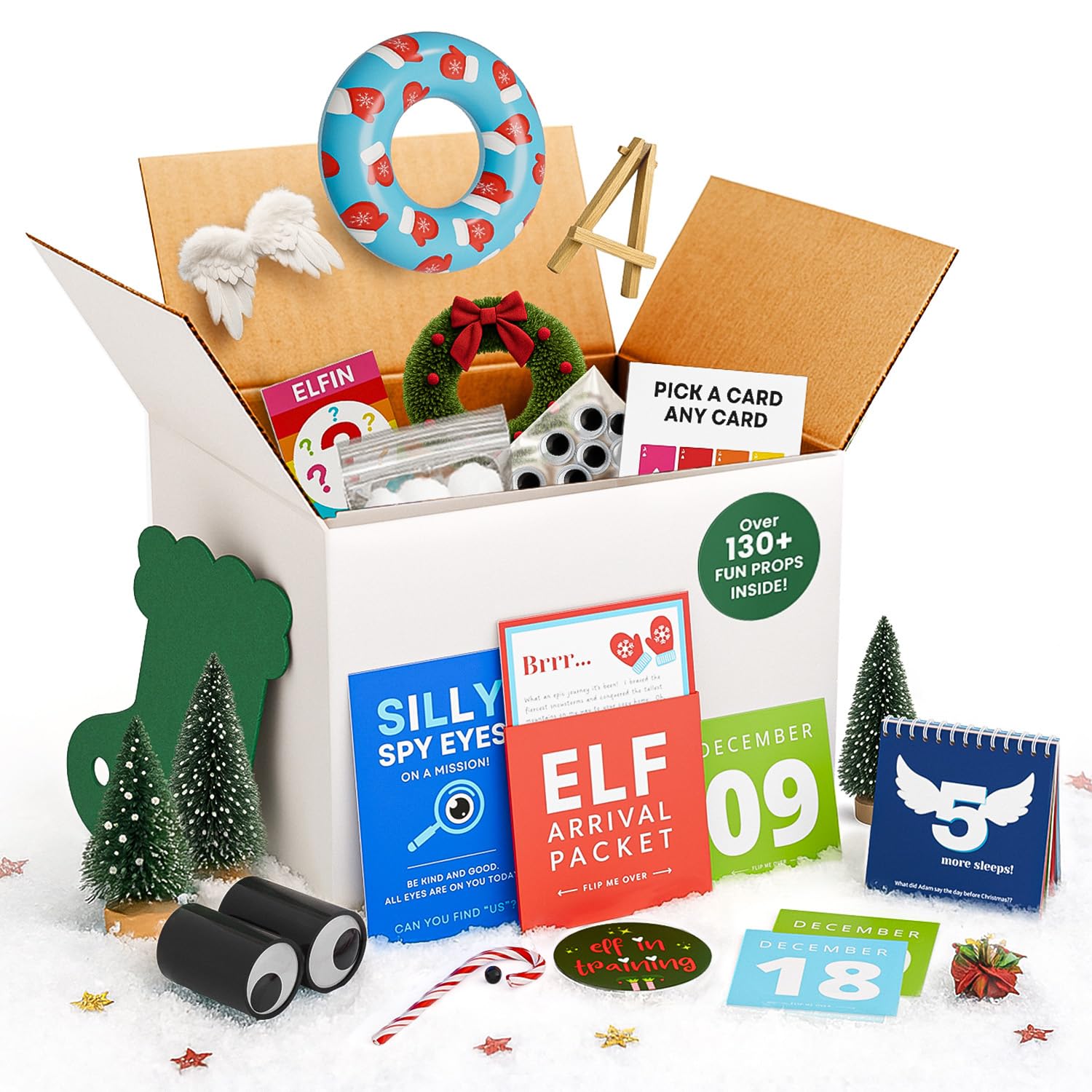 Gigantic Christmas Elf Activity Kit - Elf Accessories - 27 Days of Fun - Over 130+ Fun Props and Clothes - Elf Arrival Letter - Christmas Crafts for