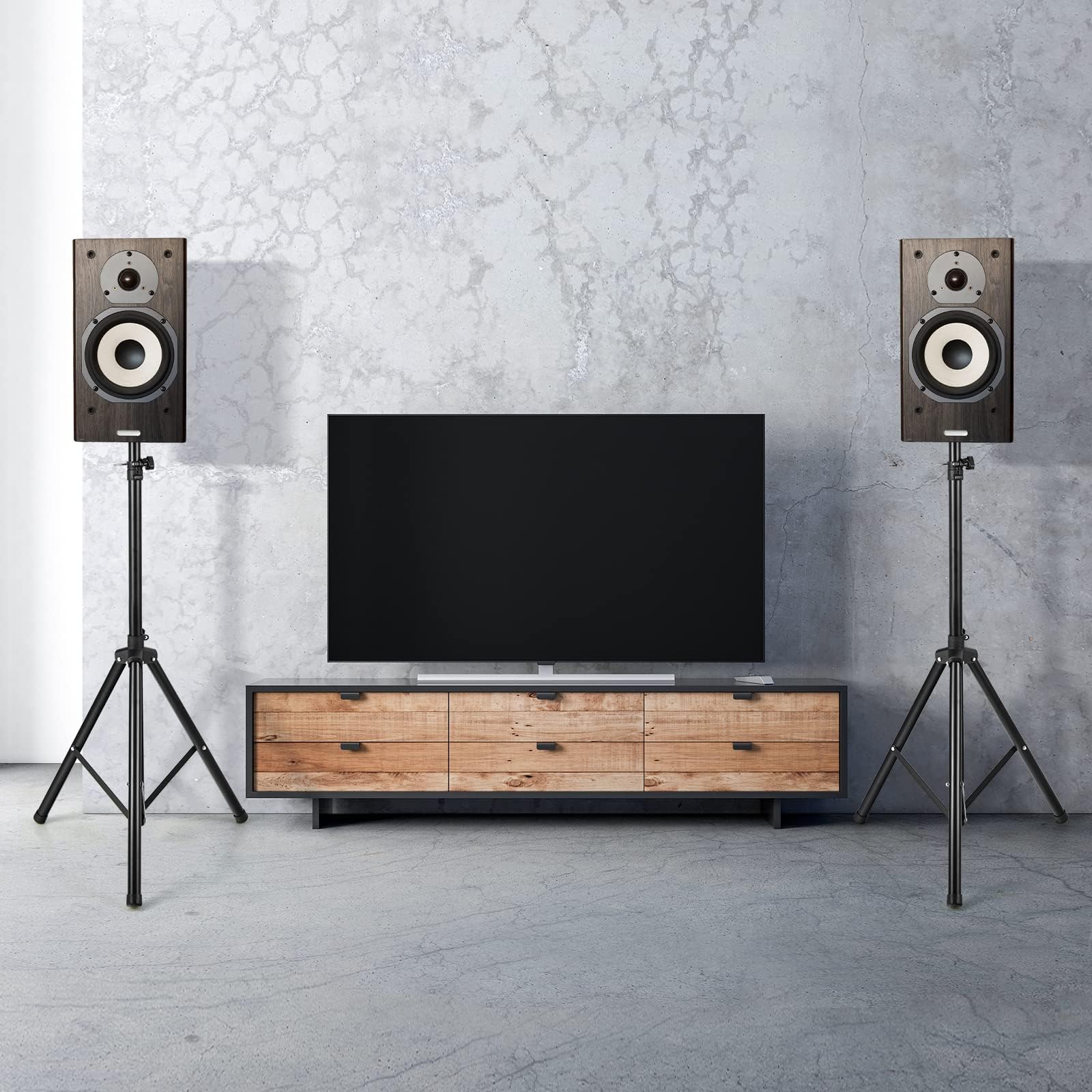 FANTASK Trípode para Boxeo, Altavoz, Altura Regulable de 122 – 186 cm, Soporte para Boxeo, soporta hasta 50 kg, para Salas de música, Salas de conferencias, Estudios, 186 x 35 x 186 cm, Color Negro