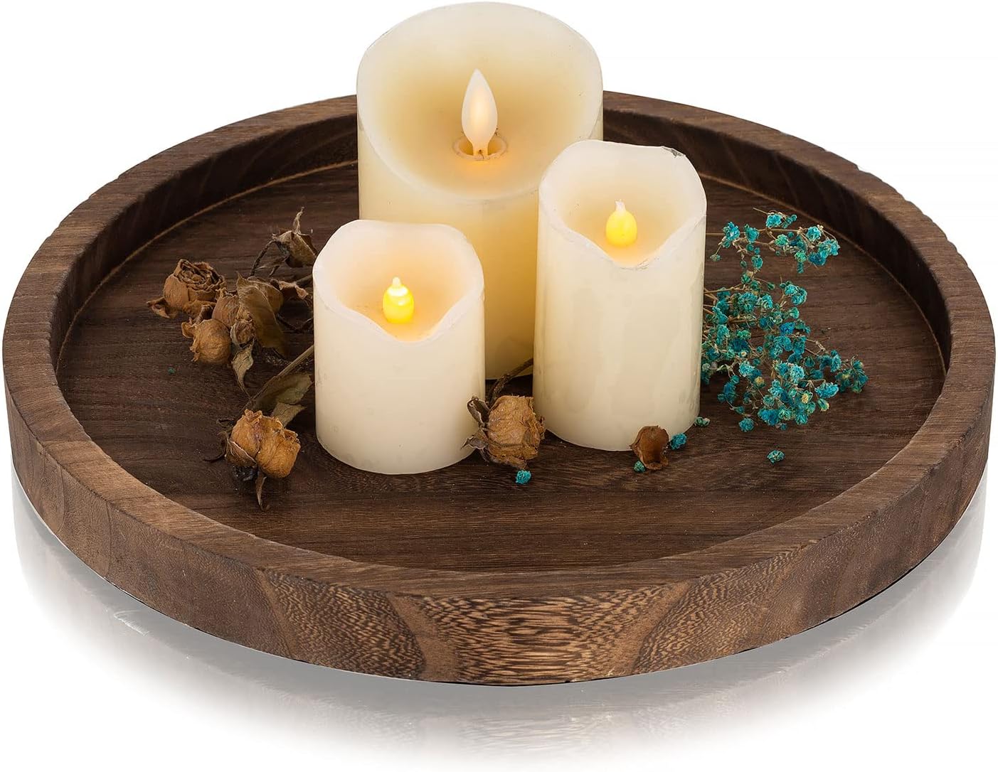 Wooden Decorative Tray Candle Holder Romadedi Round Wood Tray Home