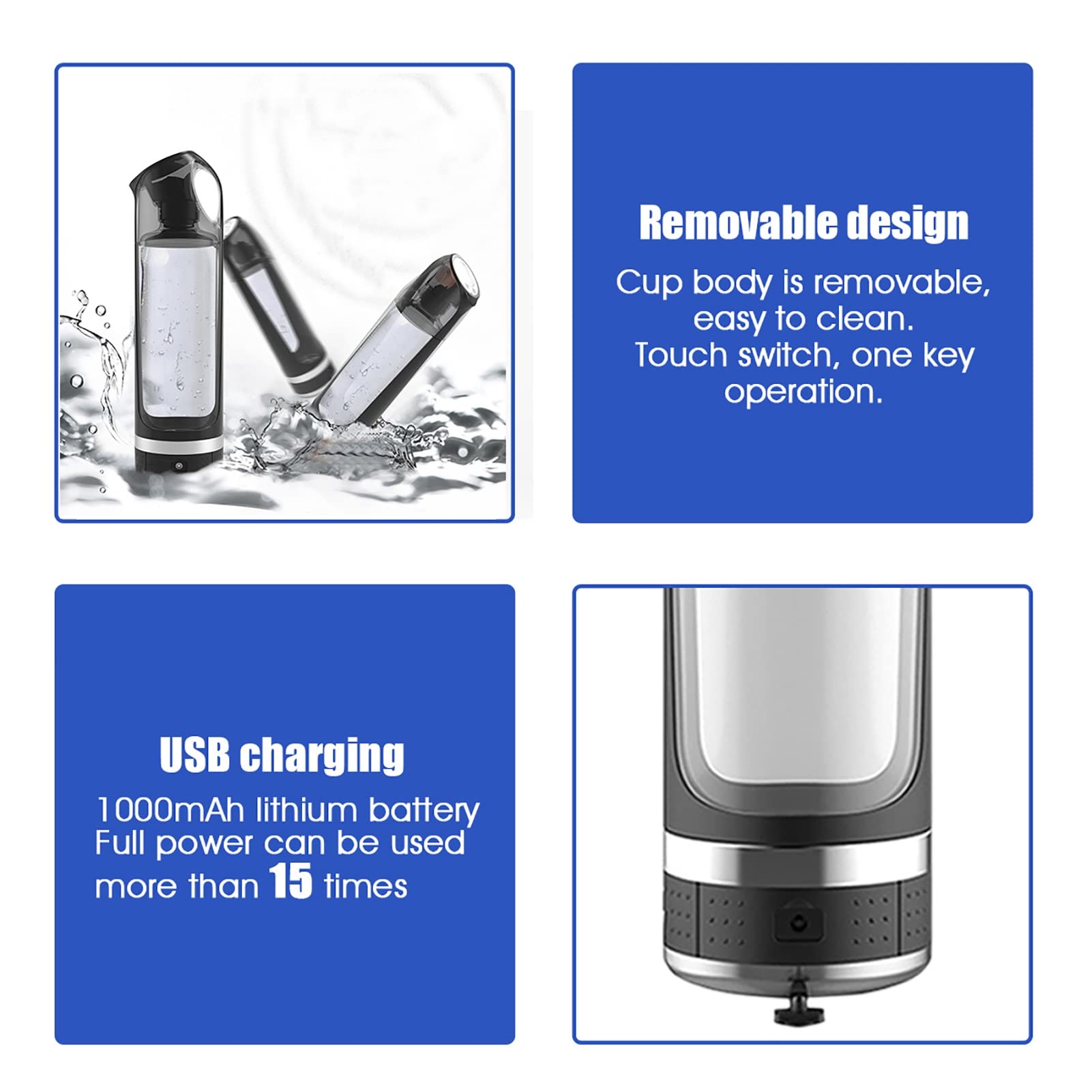 Ionizador De Generador De Botella De Agua De Hidrógeno Botella De Agua Rica En Hidrógeno Tecnología SPE PEM Descarga De Ozono Y Cloro 5 Minutos Hacen Contenido De Hidrógeno Hasta 1000-1200 PPB 500Ml