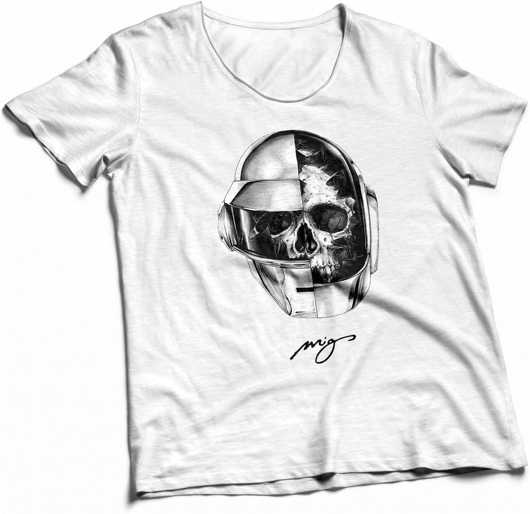 JTV Collection T-Shirt Supalova Duft Punk by Miguel Silveira 100% Made in Italy White