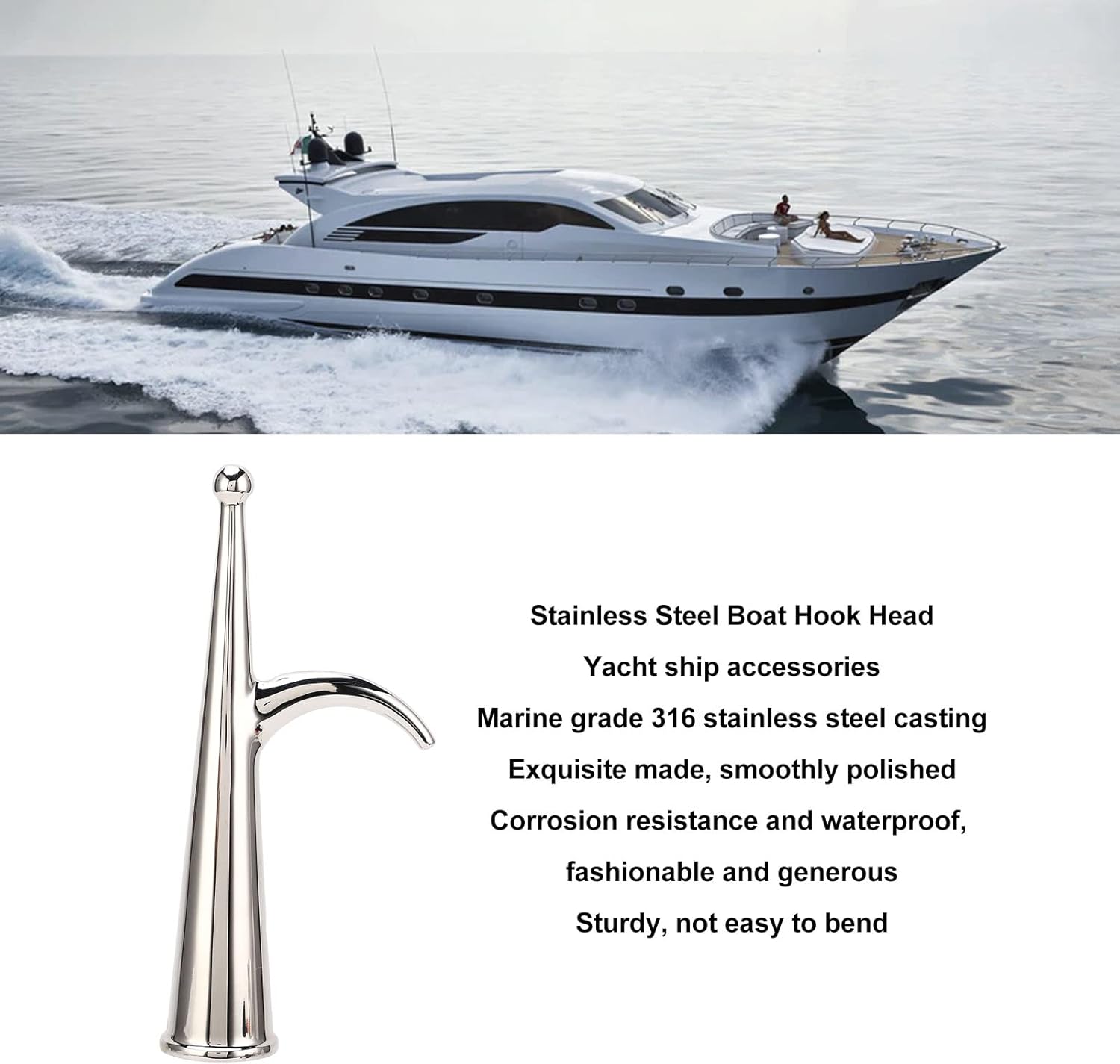 Boat Hook, Stainless Steel Boat Hook Floating Hook for Extension Pole,Unbreakable, Boat Hook Replacement Attachment Replacement Boat Hook End for Mooring Yacht Boat Kayak