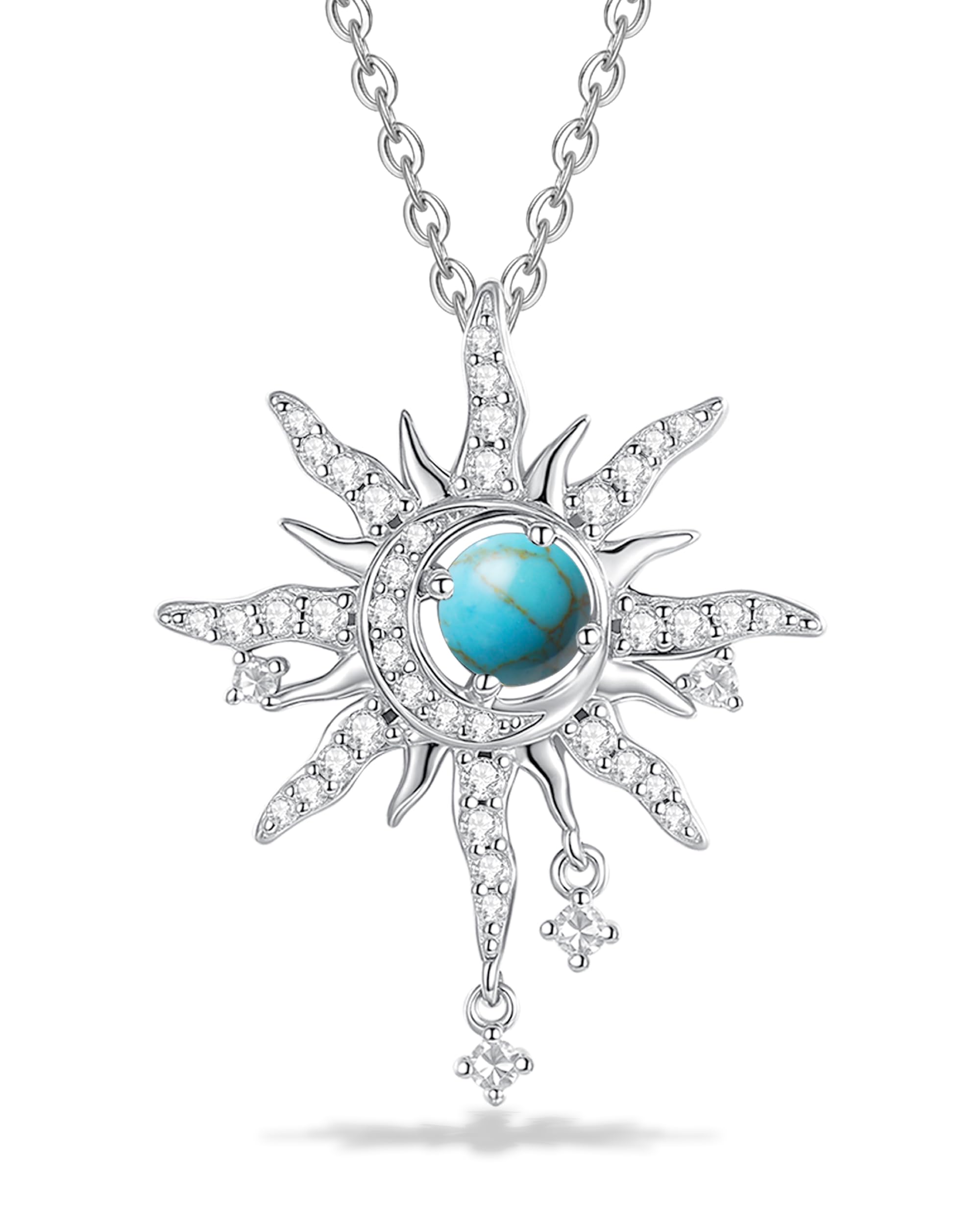 FANCIME Valentines Day Gift Soluna Nexus Necklace for Women Sterling Silver Moon Jewelry Sun Pendant Fine Jewelry Gemstone Birthday Gifts for Wife
