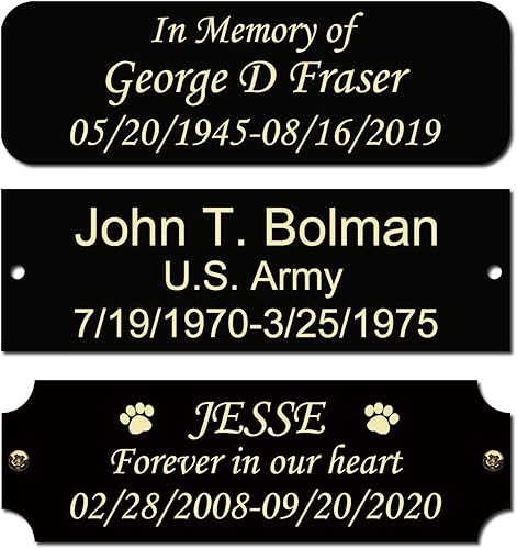 3 pulgadas de ancho x 1 pulgada de alto, etiqueta de arte para marcos con respaldo adhesivo o tornillos, color negro