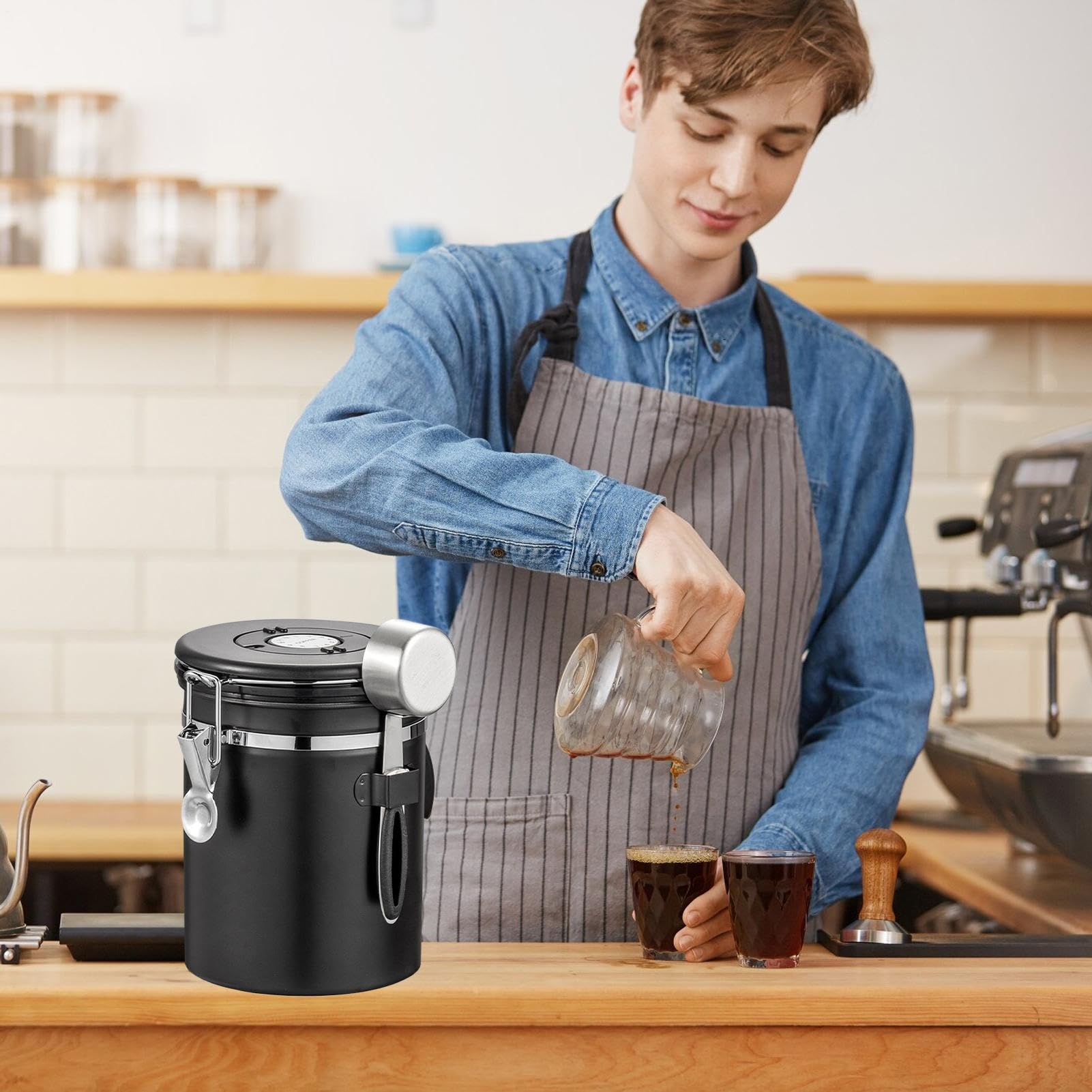 Barattolo per caffè in grani Barattolo Ermetico In Acciaio Organizer