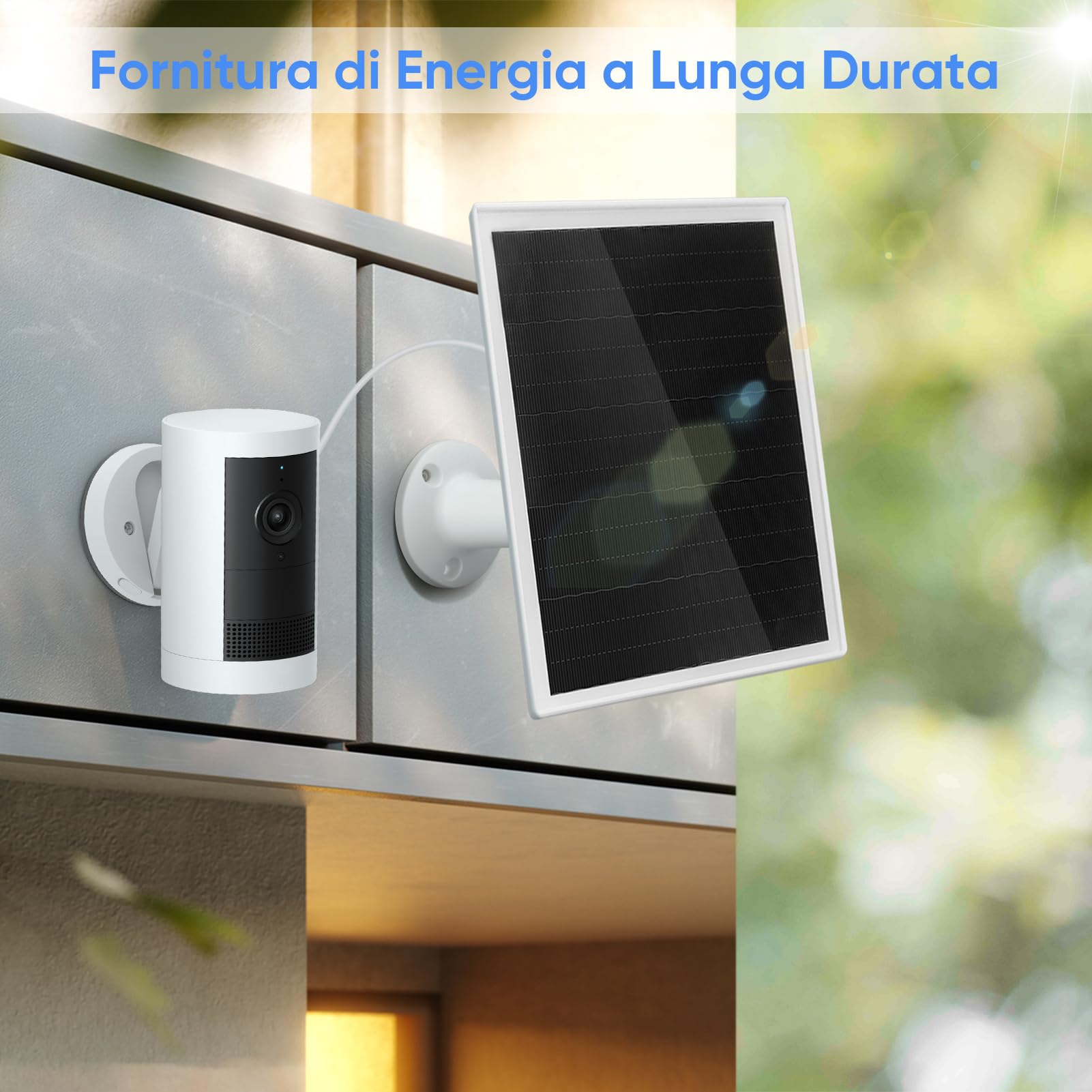 Pannello Solare per Telecamera Ring, 6W Solare per Telecamera di Sicurezza | con cavo da 9,8 Piedi, IP66 Impermeabili Monocristallino Pannelli Solari con 360° Staffa Rotante, 2 Pack