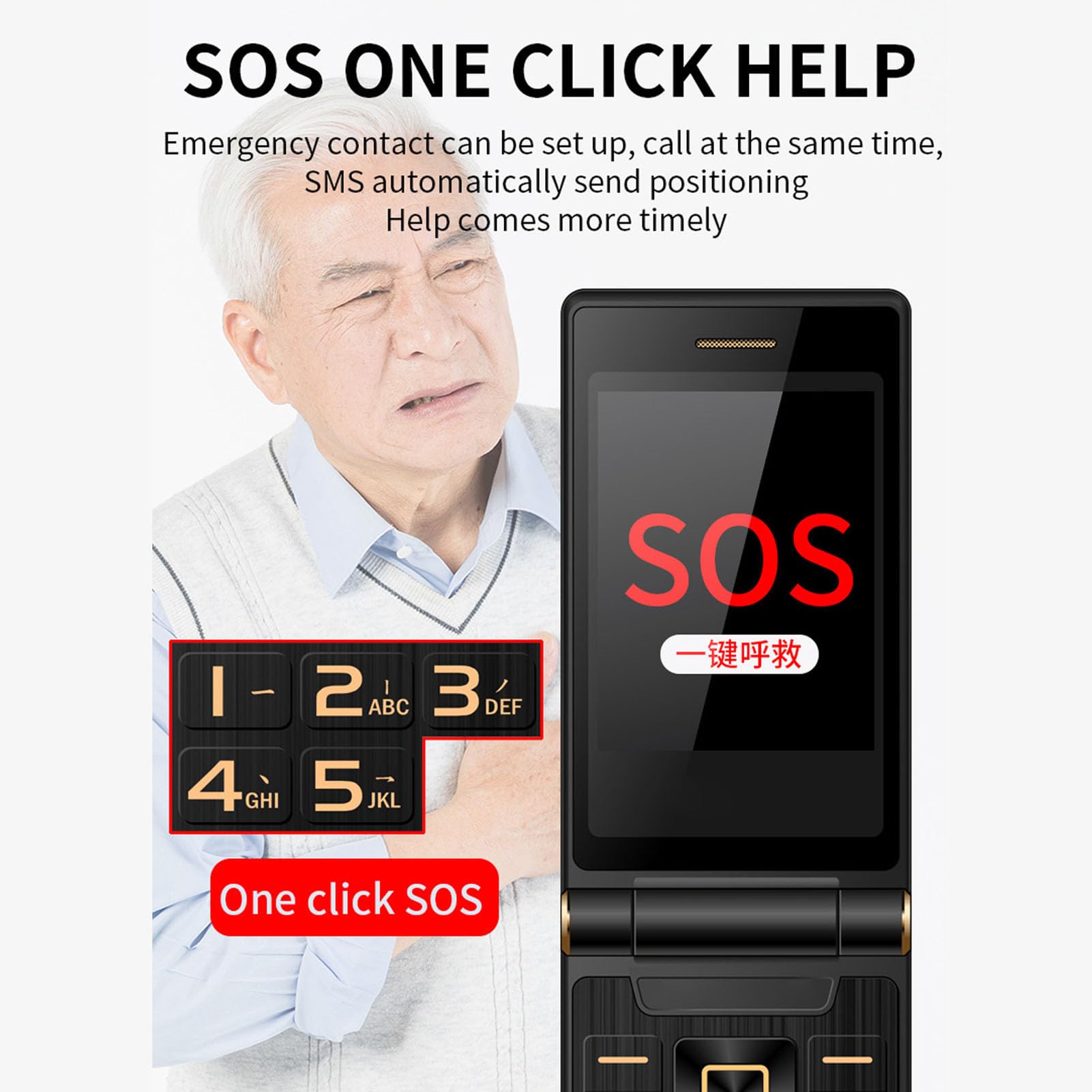 XUMIUZIY 2G Klaptelefoon, Dubbele Simkaart Ontgrendelde Mobiele