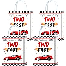 16-Piece Racing Car 2nd Birthday Goodie Bags - 2nd Birthday Party Supplies with Handles for Kids, Race Car Theme Candy Party Favors