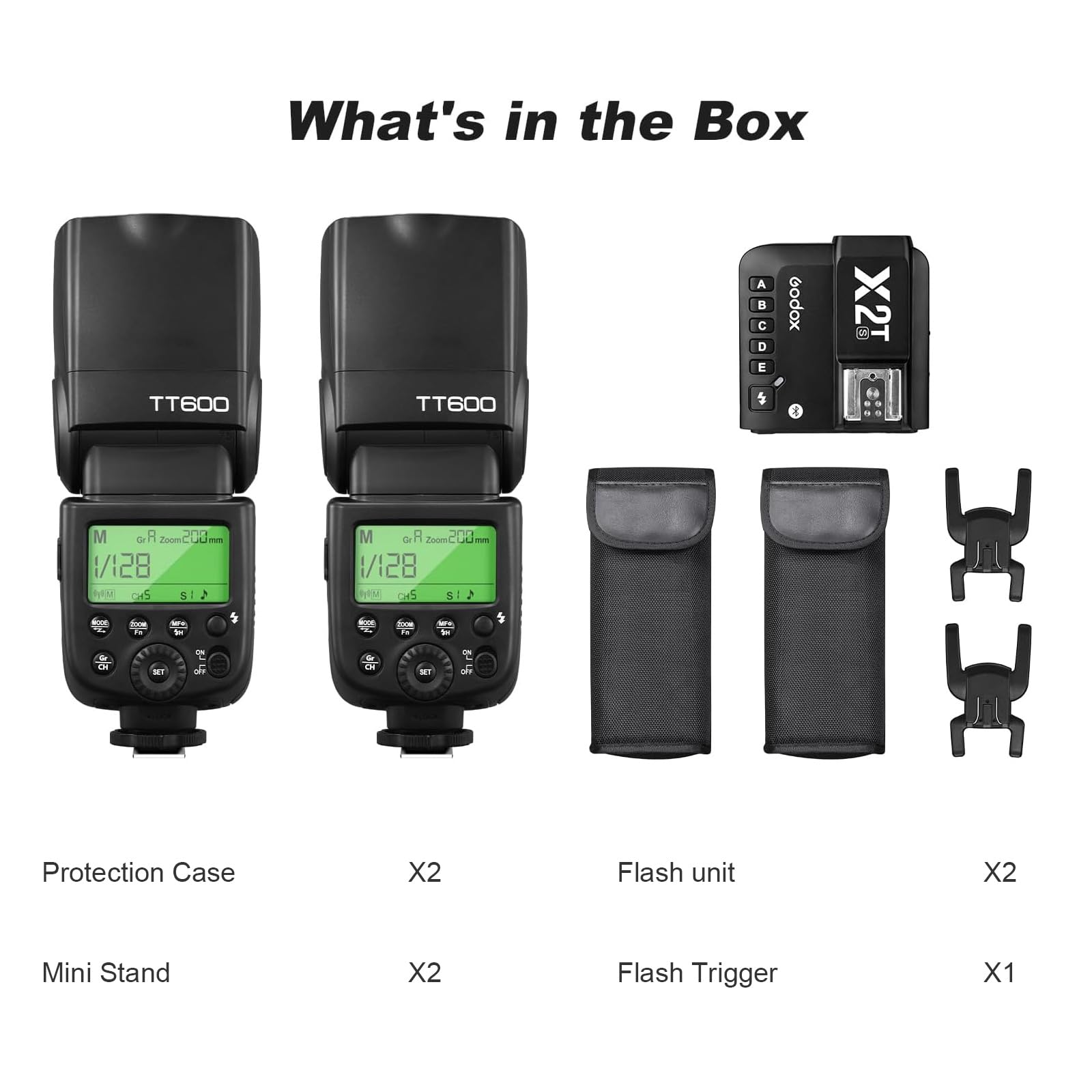 Godox 2-Pack TT600S Flash with X2T-S HSS 2.4G Wireless Master/Slaver Flash Speedlite & Receiver Godox X2T-S Remote Trigger Transmitter Kit Built-in X System Compatible for Sony Cameras