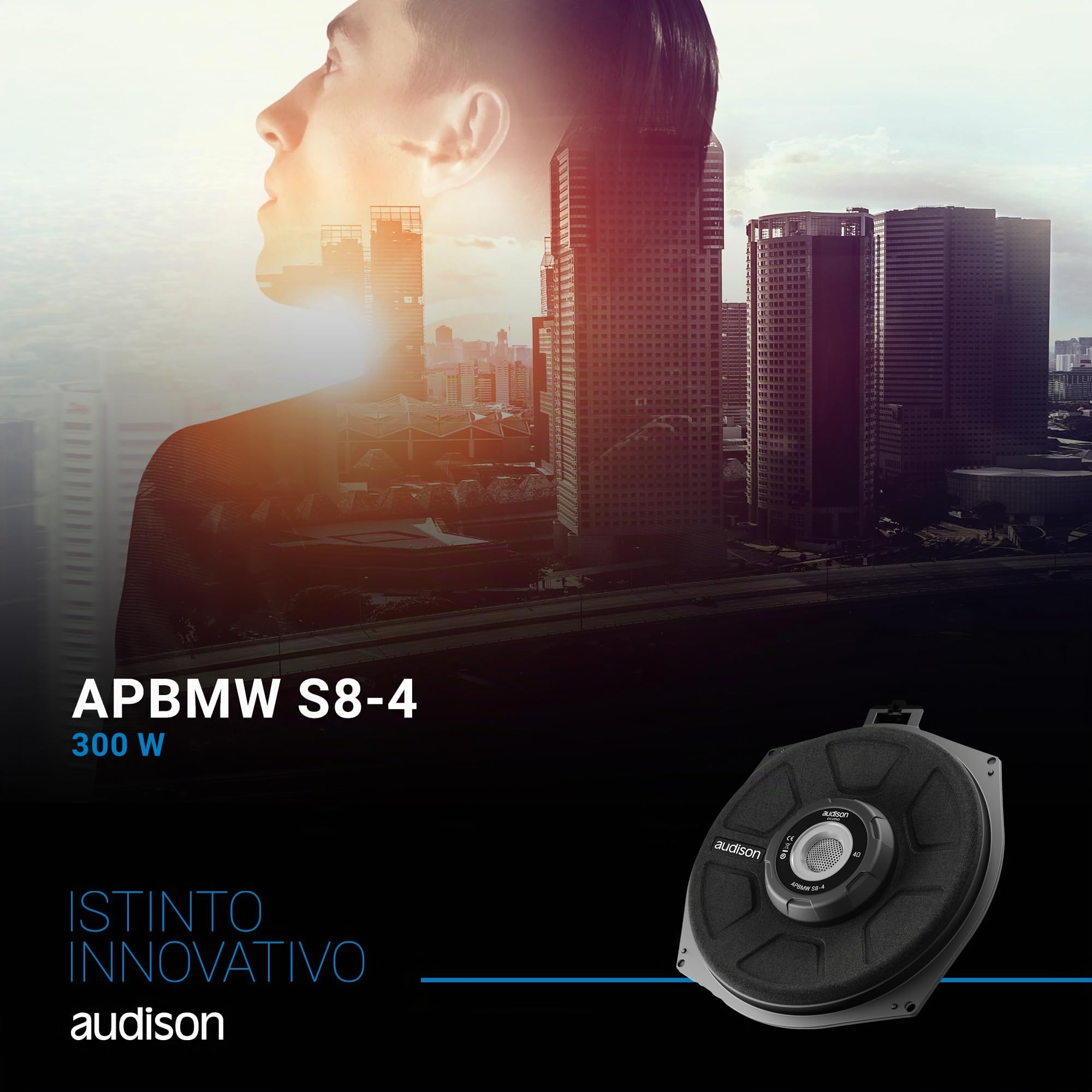Audison APBMW S8-4.2 – Subwoofer específico para BMW de 200 mm con impedancia de 4 Ω, Cono Reforzado y Estructura compacta, 300 W máx